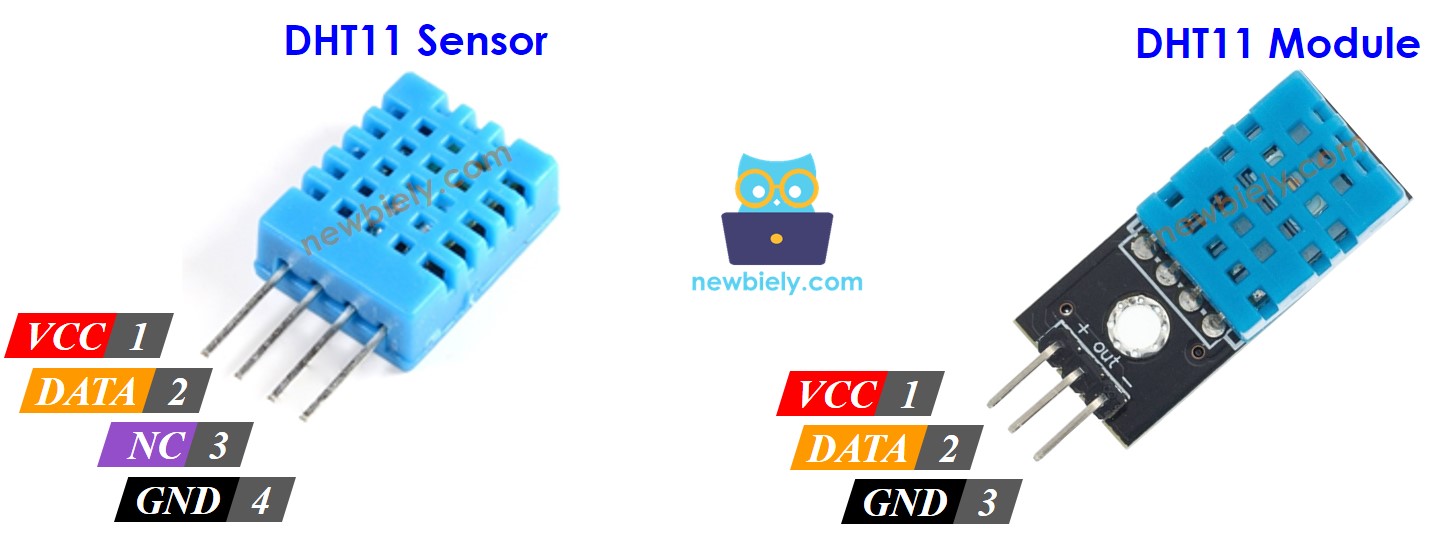 DHT11 temperature and humidity sensor pinout