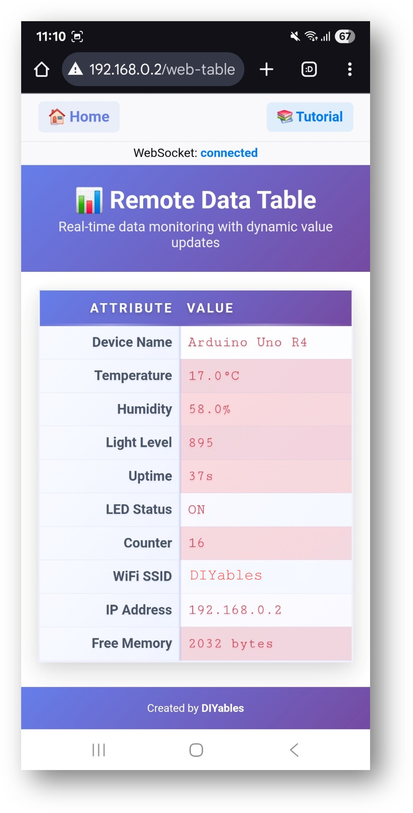 ESP32 diyables 웹앱 웹 테이블 앱