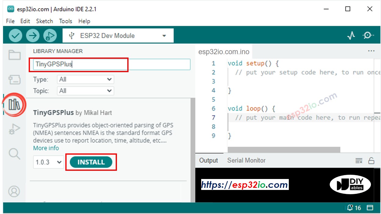 ESP32 TinyGPS++ library