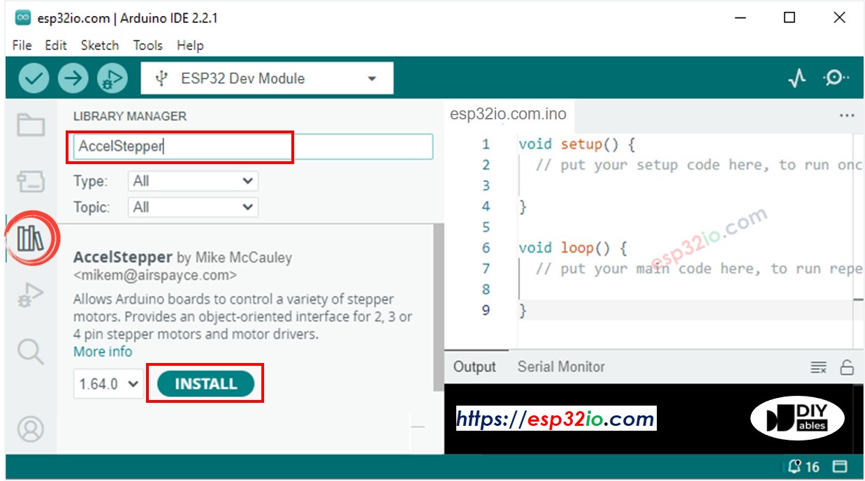 ESP32 AccelStepper library