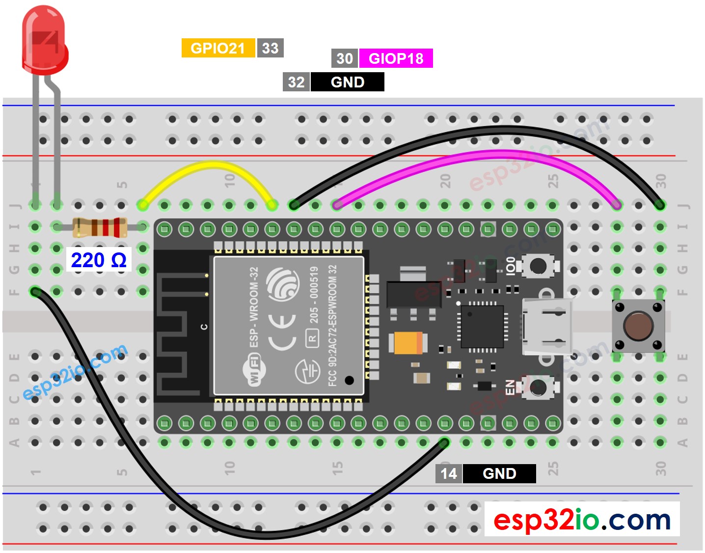 ESP32 버튼으로 LED 토글하기