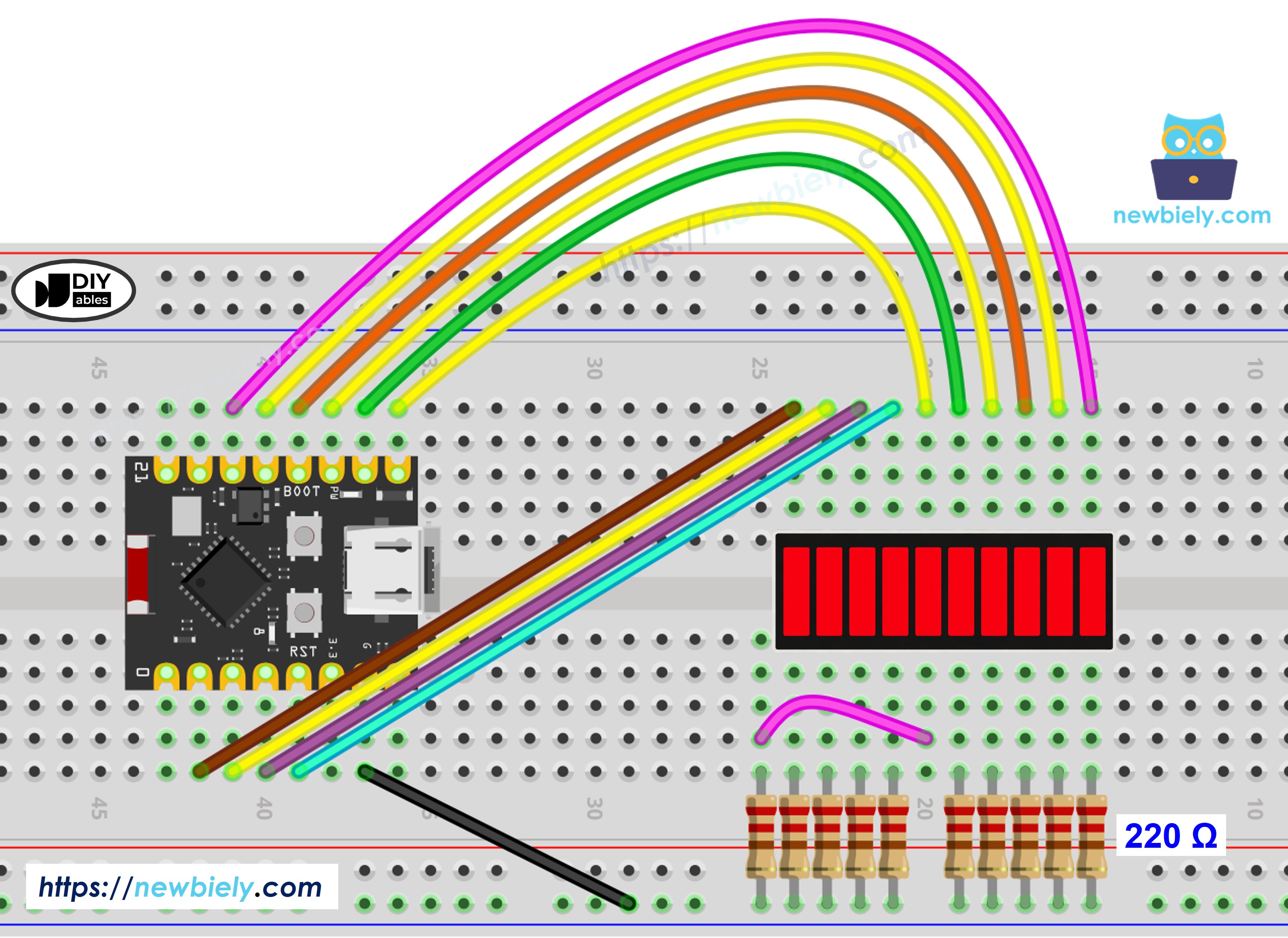 ESP32 C3 Super Mini LED 바 그래프 배선도