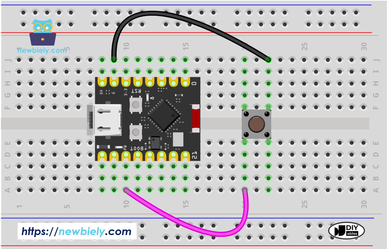 ESP32 C3 Super Mini 버튼 배선 다이어그램