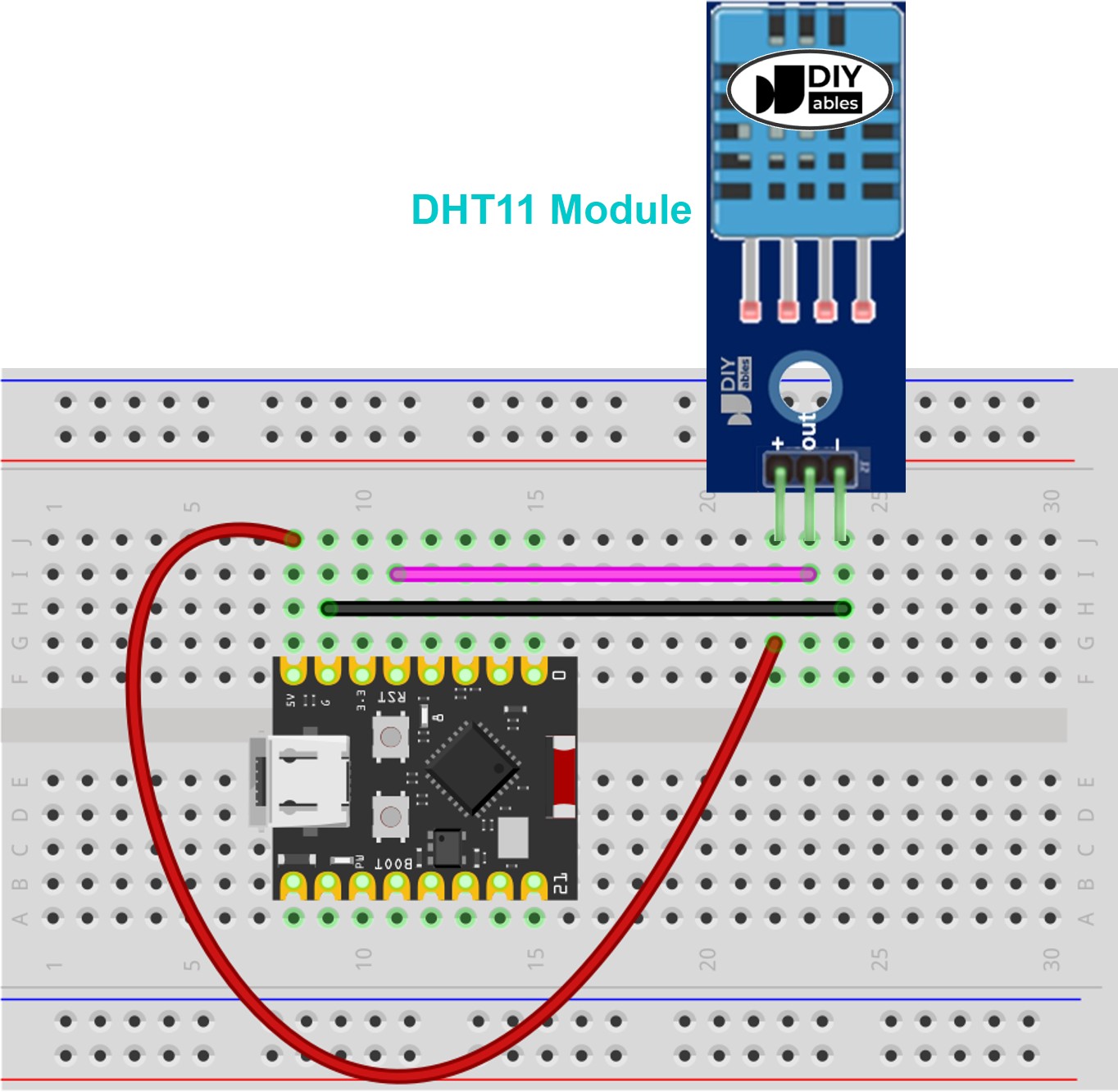 ESP32 C3 Super Mini dht11 temperature and humidity module 연결 배선도