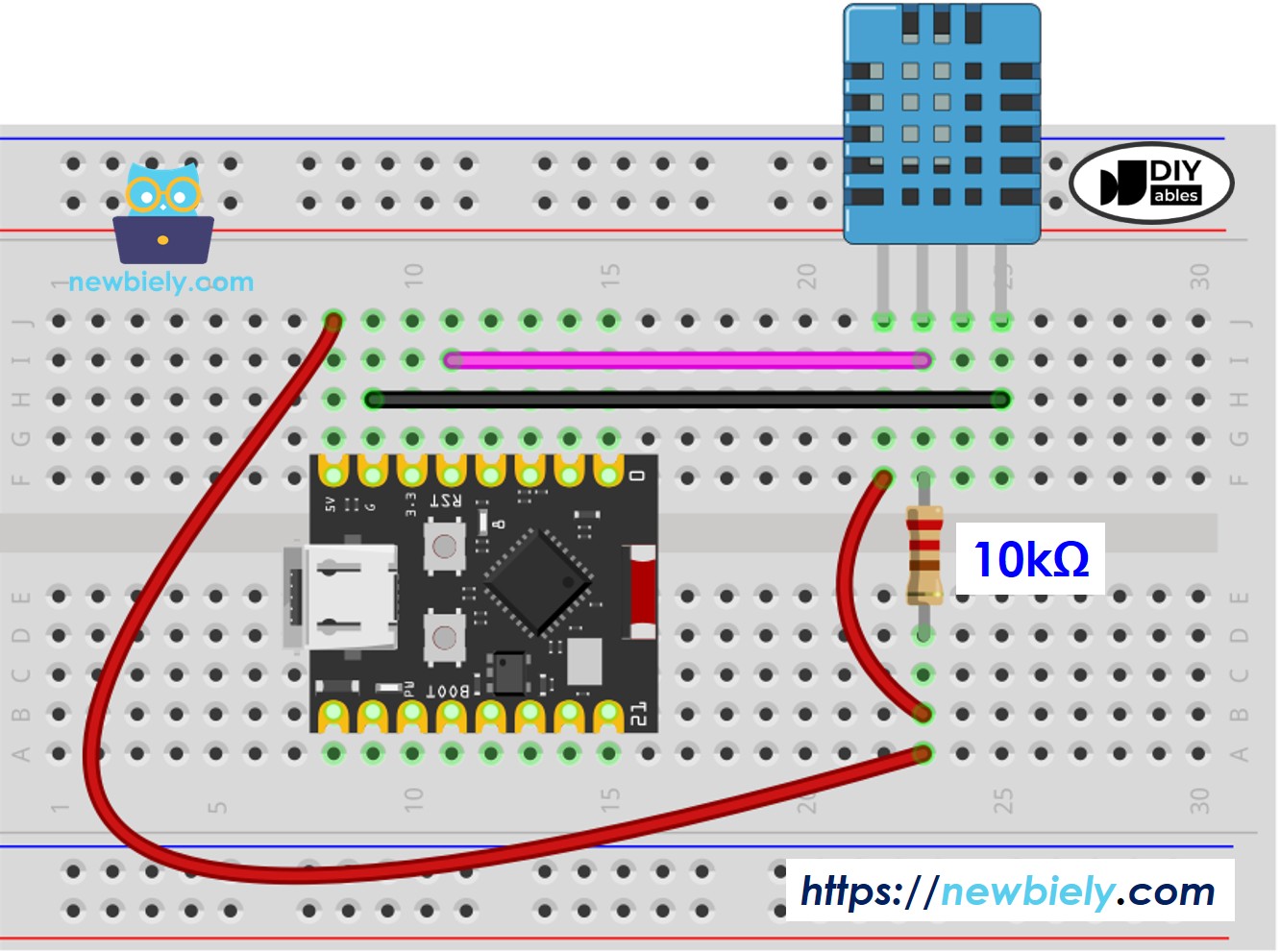 ESP32 C3 Super Mini dht11 temperature and humidity sensor 연결 배선도