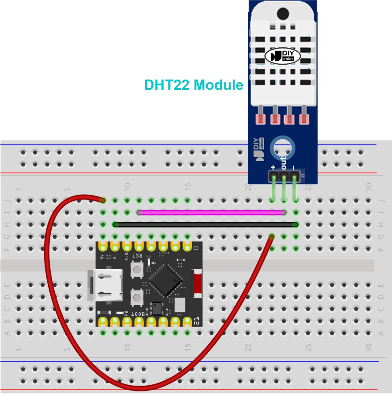ESP32 C3 Super Mini dht22 temperature and humidity module 연결 배선도