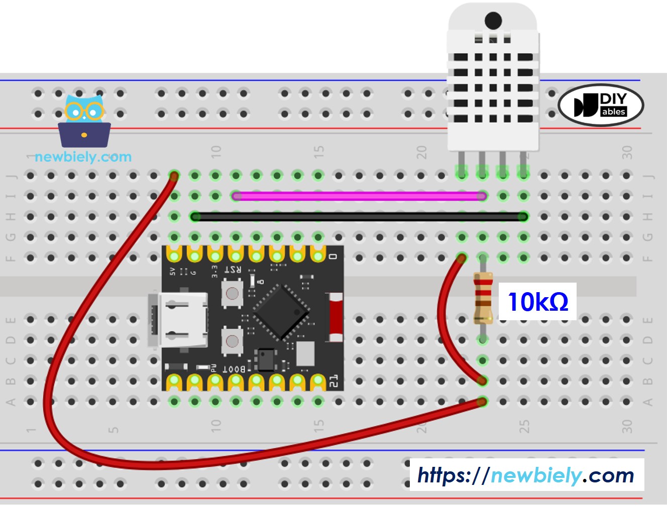 ESP32 C3 Super Mini dht22 temperature and humidity sensor 연결 배선도
