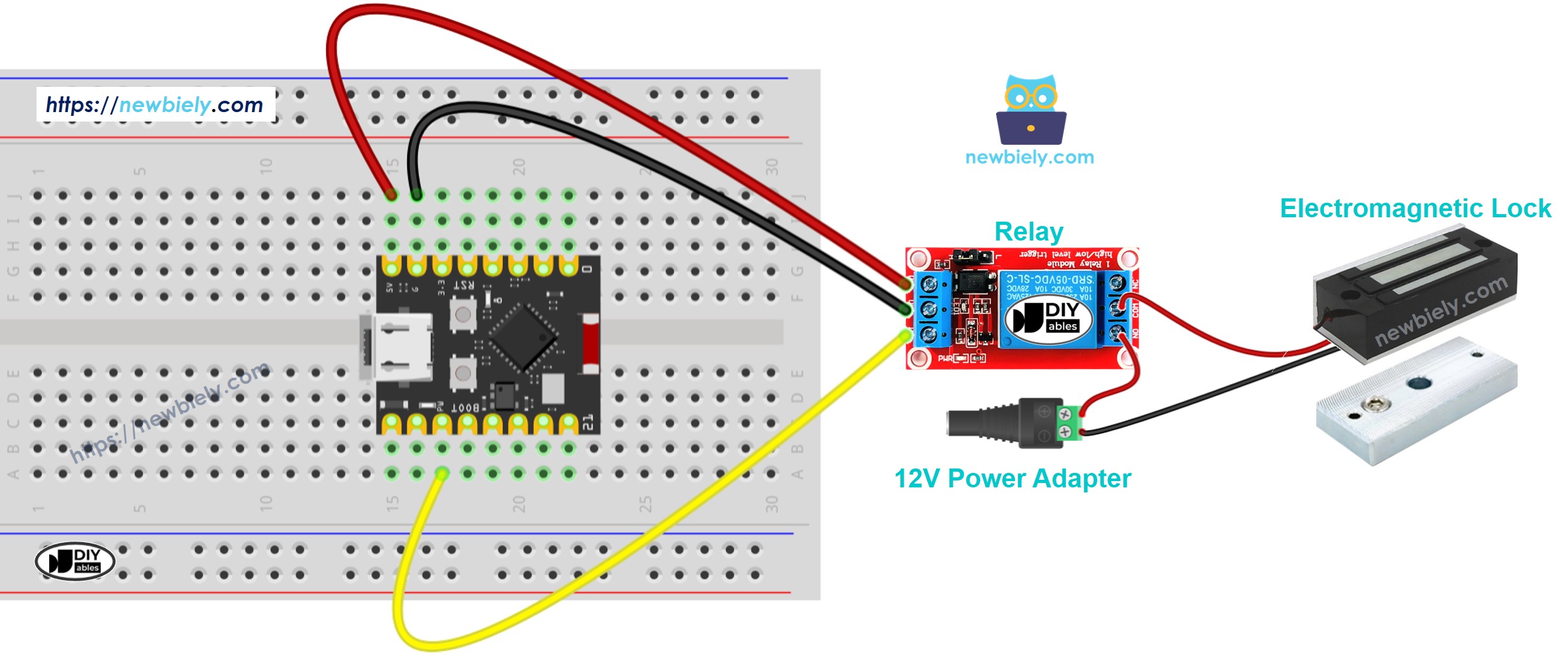 ESP32 C3 Super Mini 전자기 잠금 배선 다이어그램