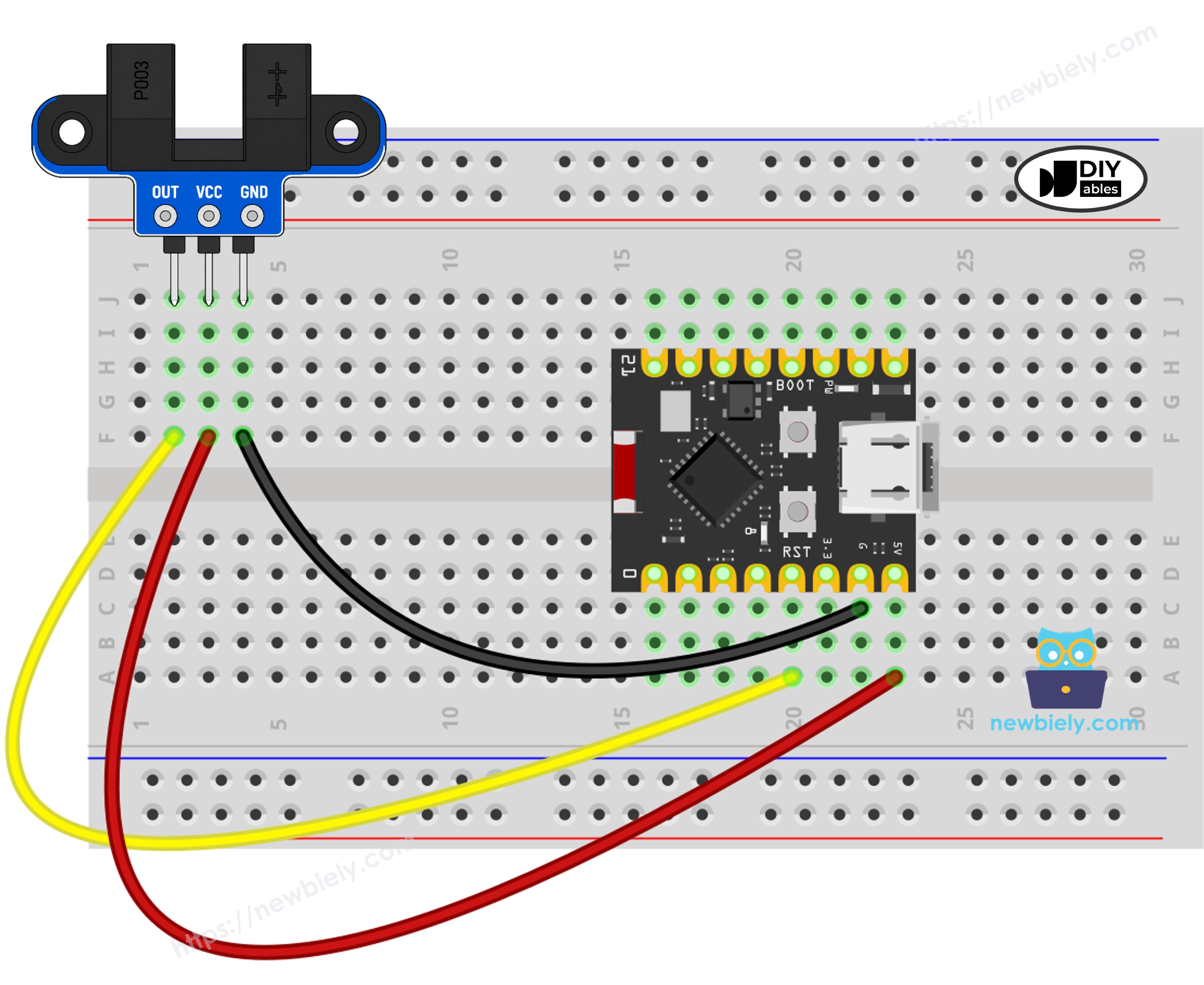 ESP32 C3 Super Mini ir 슬롯형 광학 속도 센서 배선 다이어그램