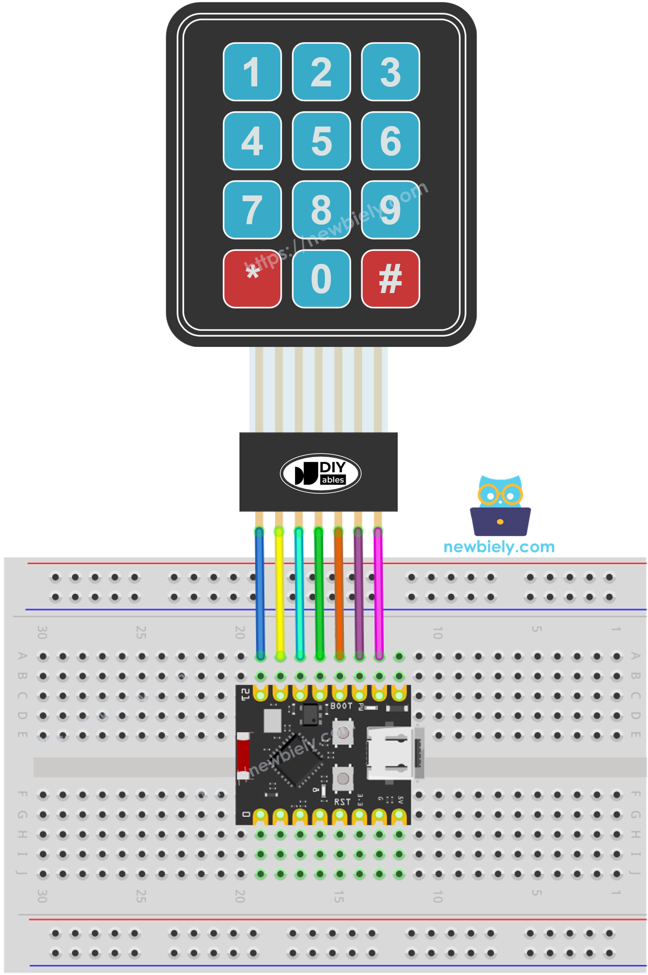 ESP32 C3 Super Mini 키패드 3x4 배선도