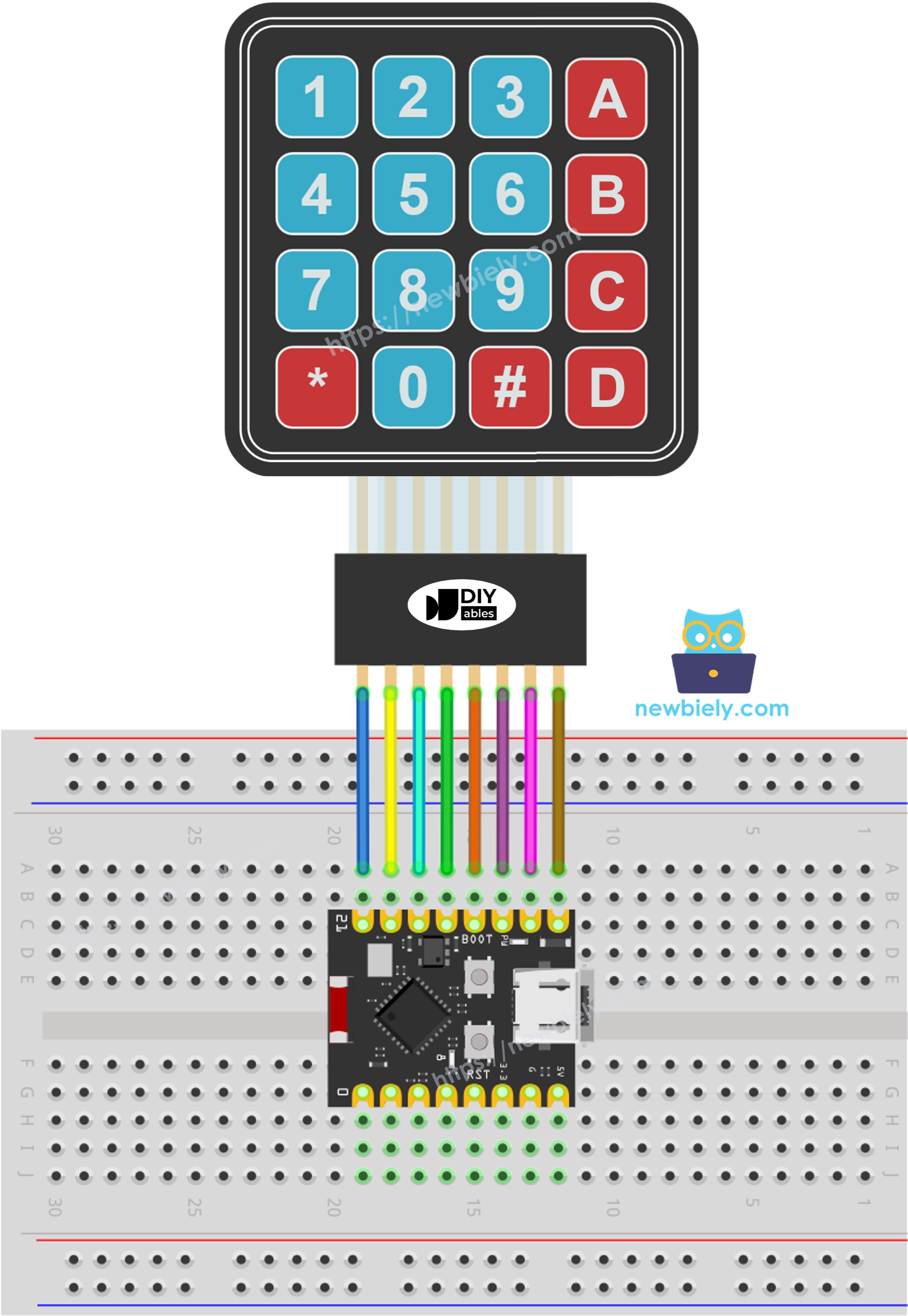 ESP32 C3 Super Mini 키패드 4x4 배선도