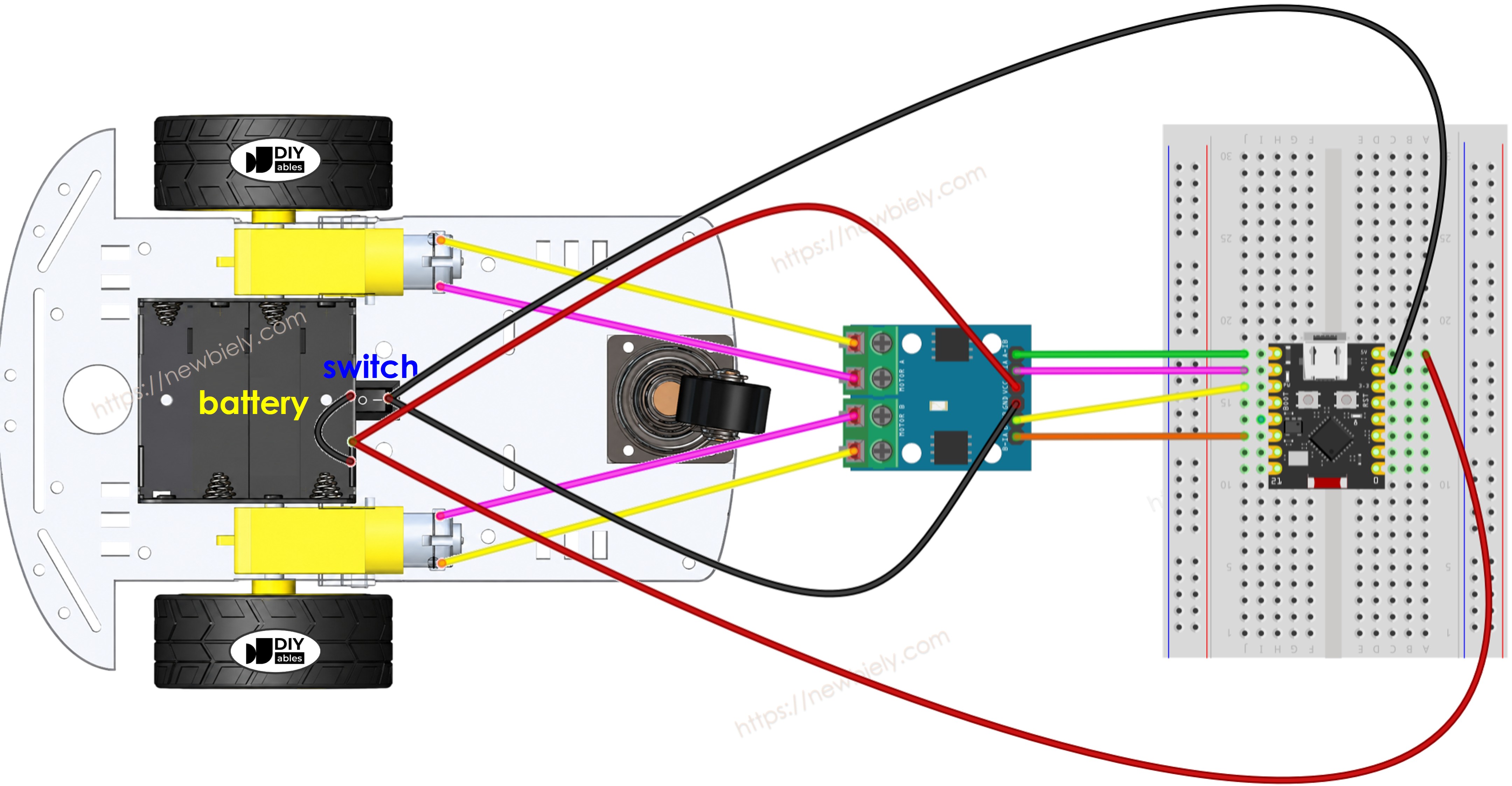 ESP32 C3 Super Mini 2wd rc카 배선도