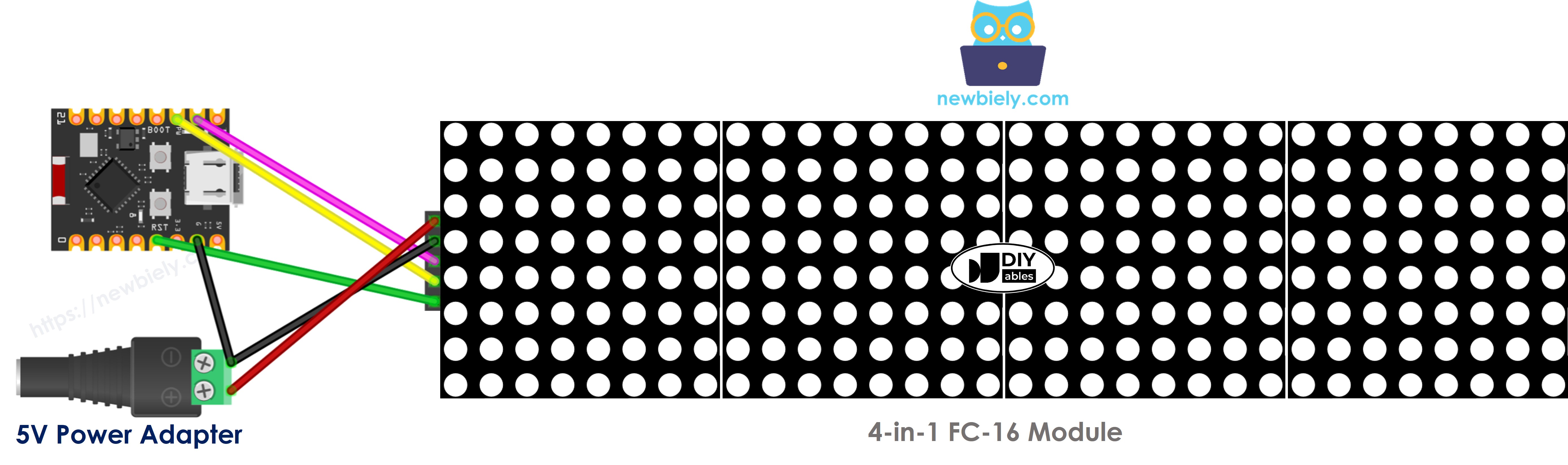 ESP32 C3 Super Mini LED 매트릭스 디스플레이 배선 다이어그램