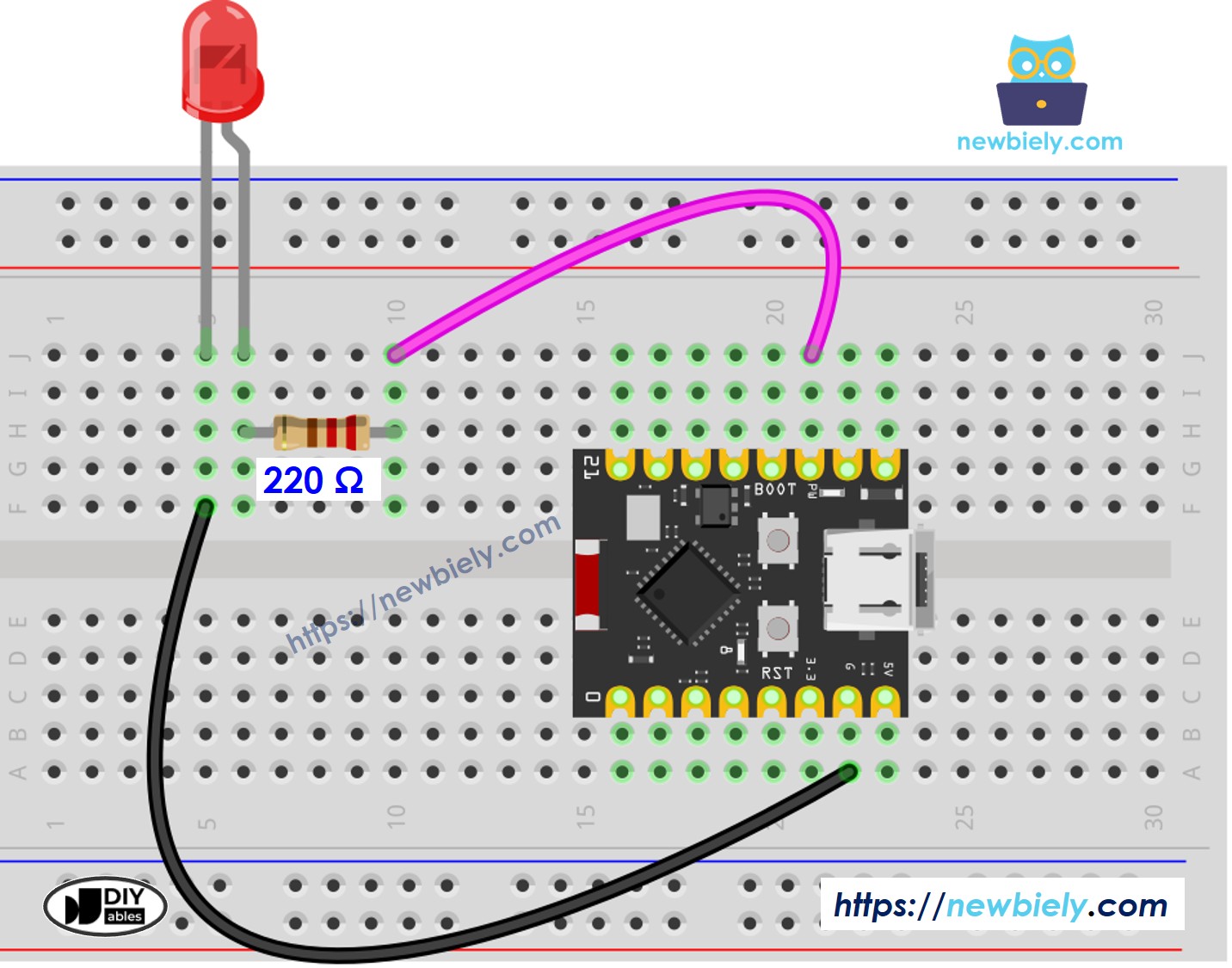 ESP32 c3 슈퍼 미니 LED 배선도