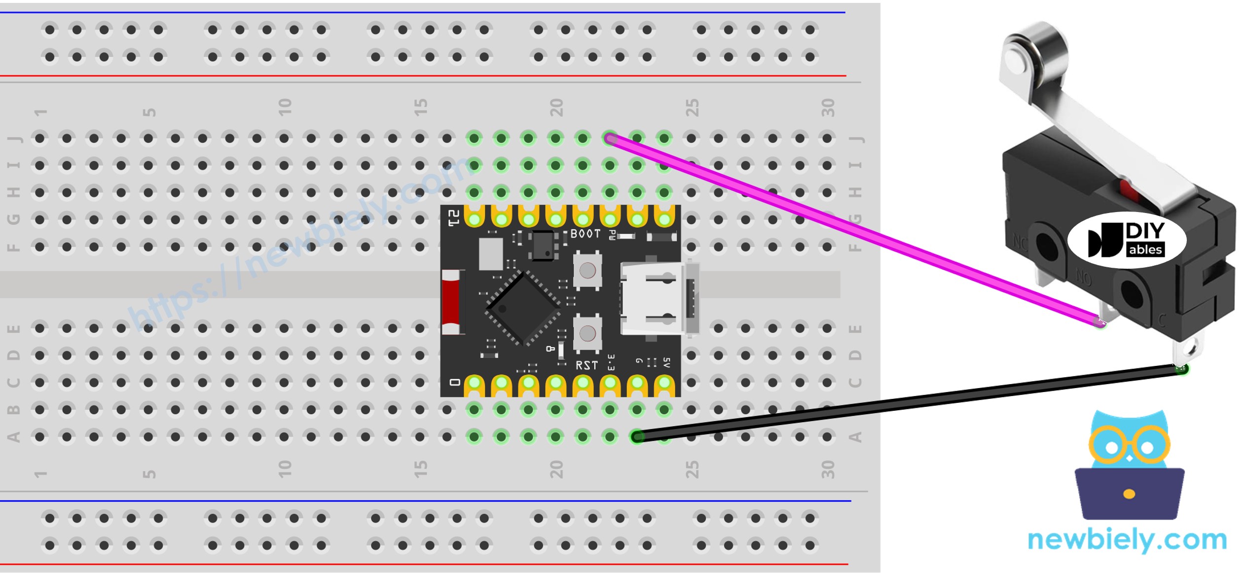 ESP32 C3 Super Mini 리미트 스위치 배선 다이어그램