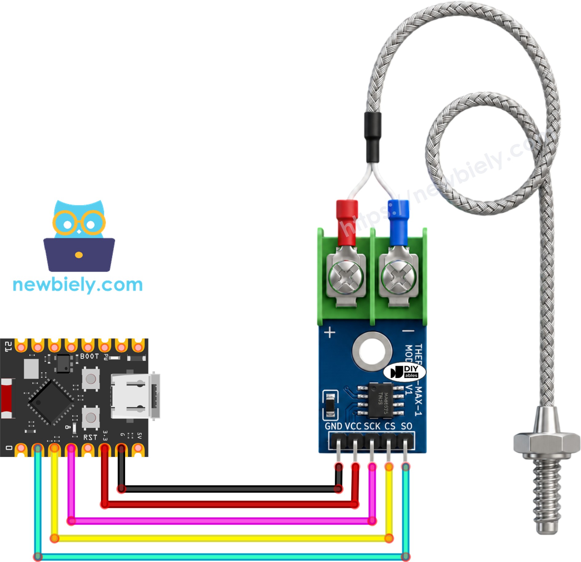 ESP32 C3 Super Mini max6675 열전대 모듈 배선 다이어그램