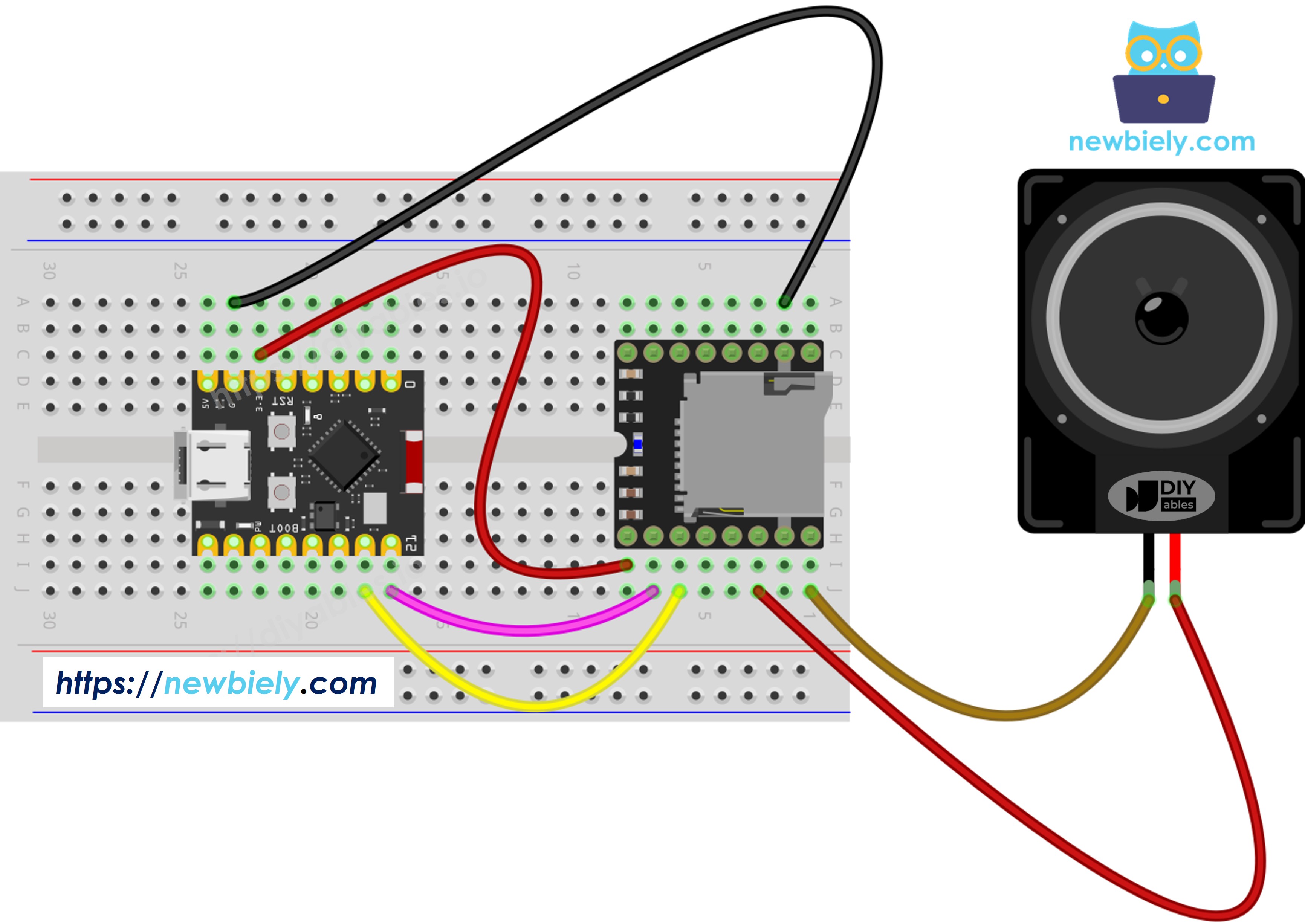 ESP32 C3 Super Mini mini mp3 player 배선도