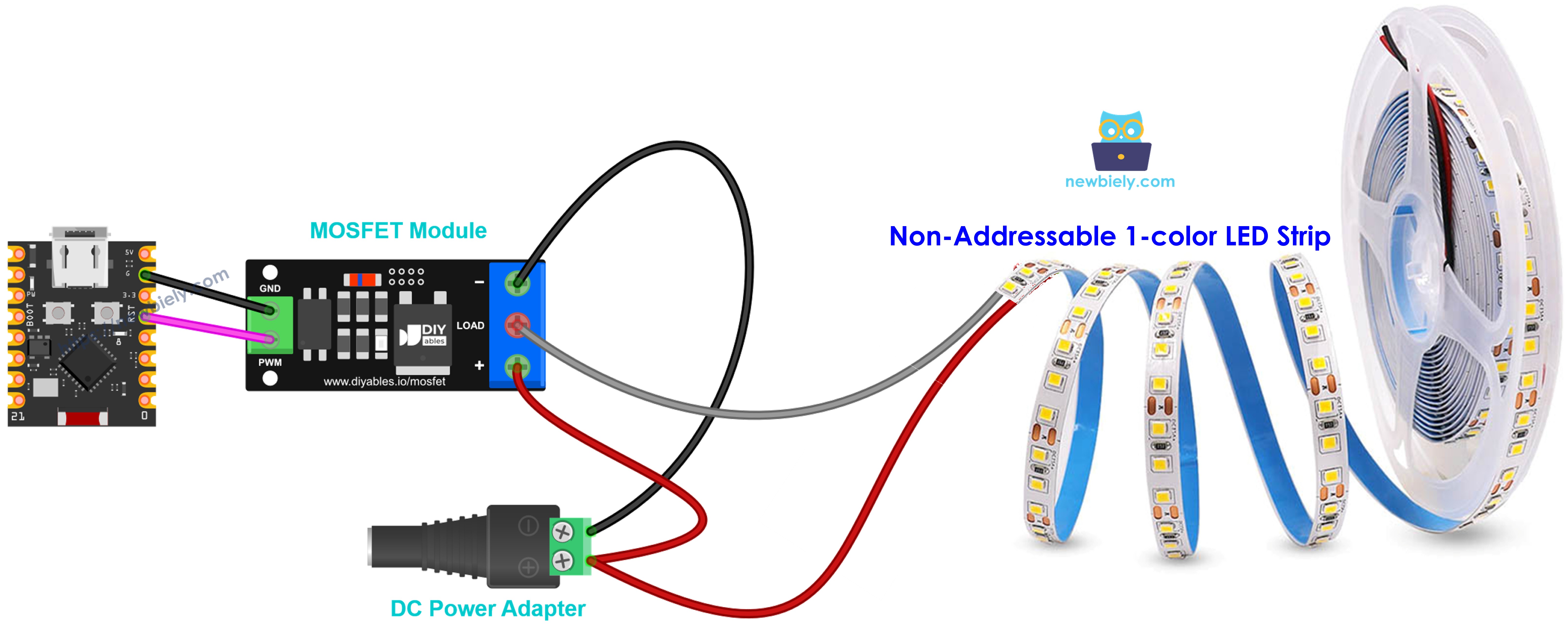 mosfet 모듈 12v LED 스트립 전원 배선