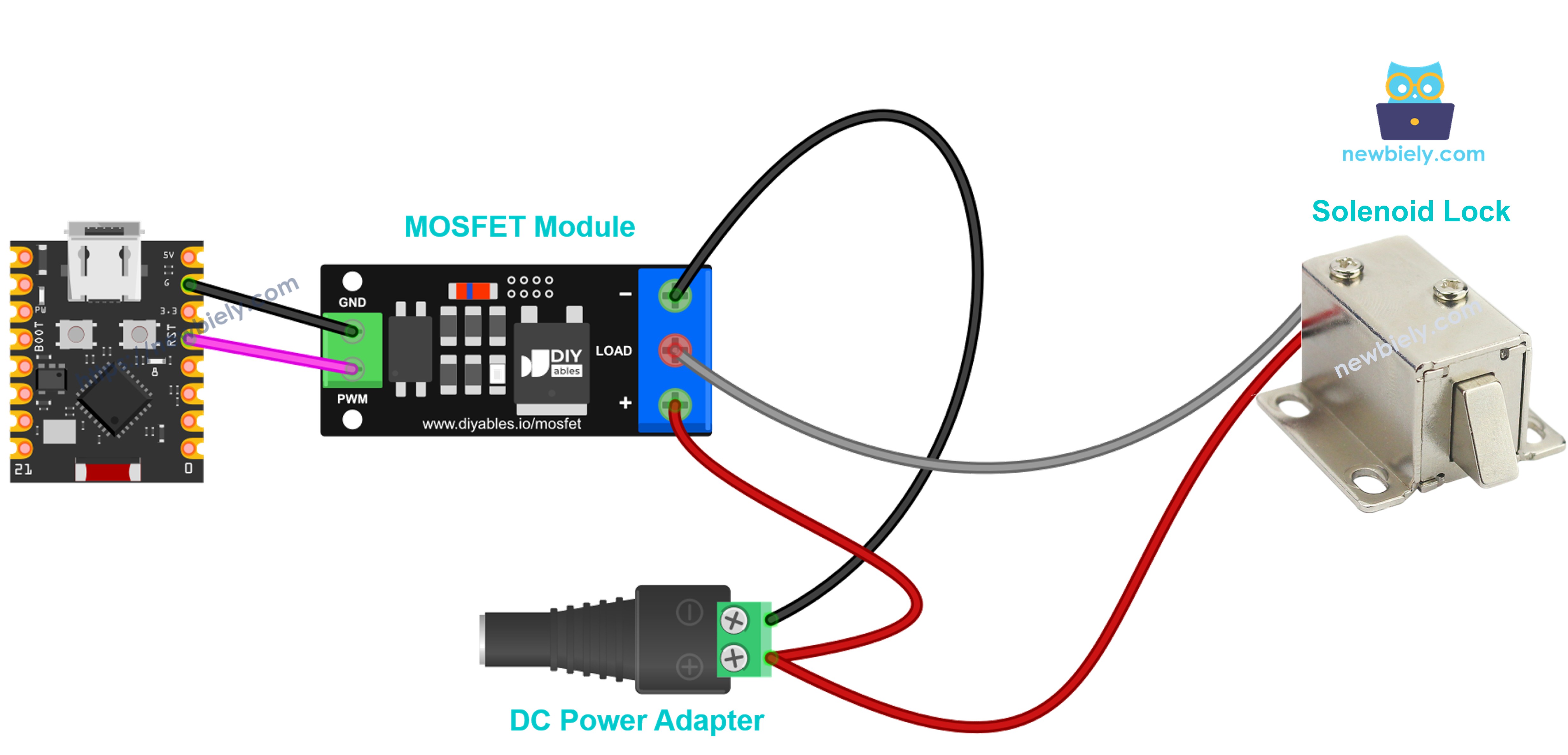 mosfet 모듈을 사용한 12v 솔레노이드 잠금장치 배선