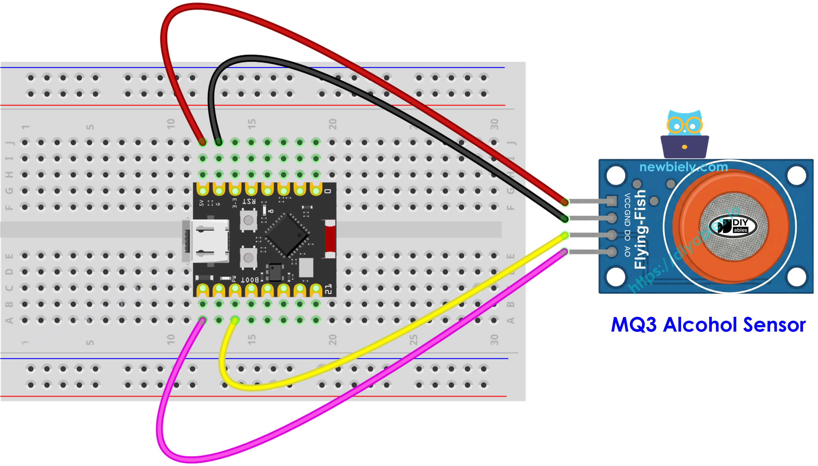 ESP32 C3 Super Mini mq3 알코올 센서 배선도