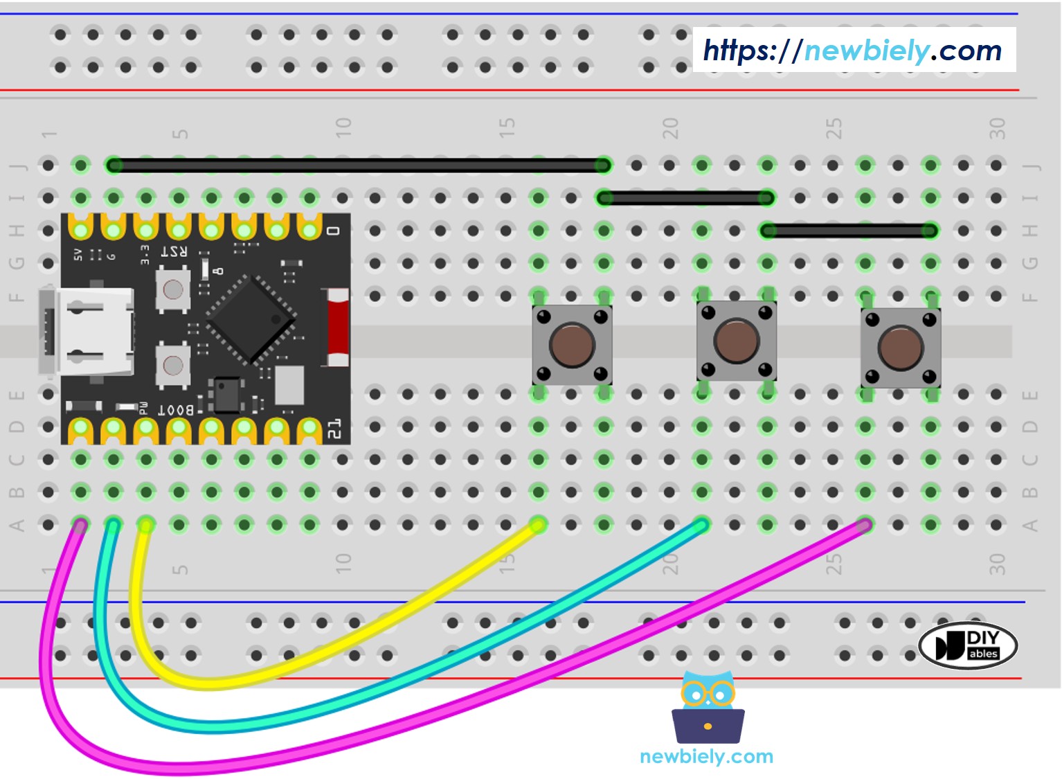 ESP32 C3 Super Mini 버튼 라이브러리 배선 다이어그램