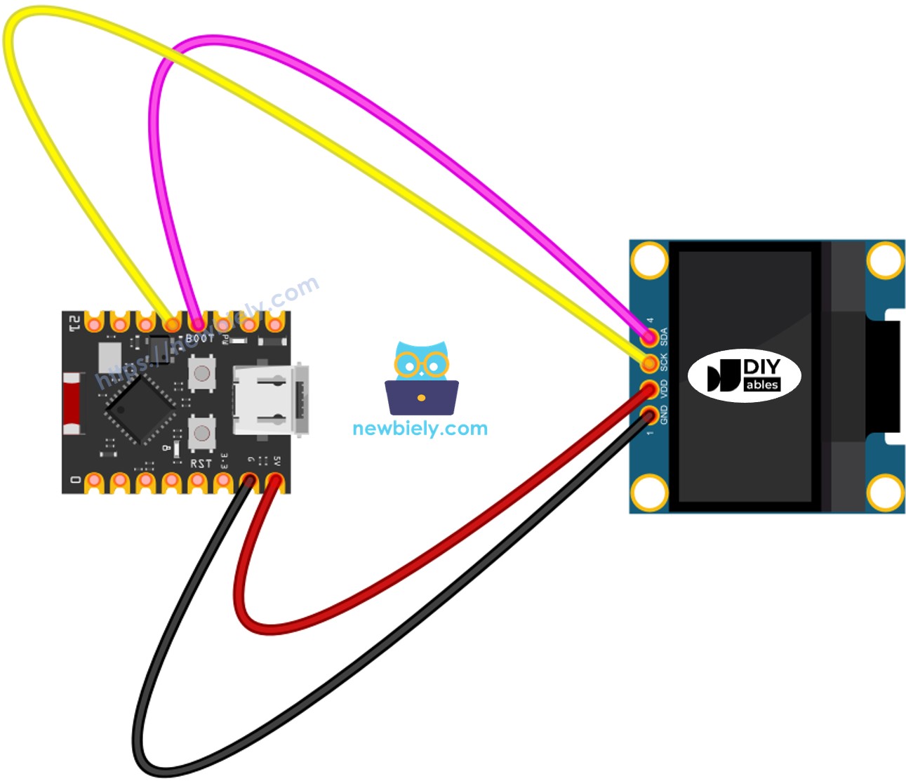 ESP32 C3 Super Mini oLED 연결 배선도