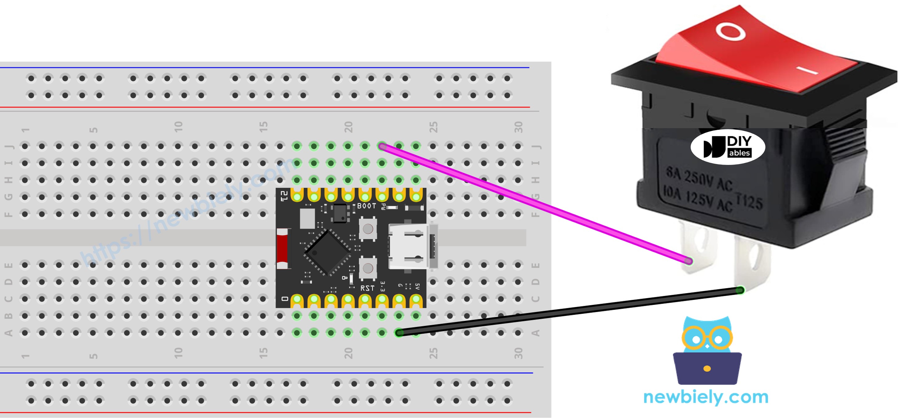 ESP32 C3 Super Mini on/off 스위치 배선 다이어그램