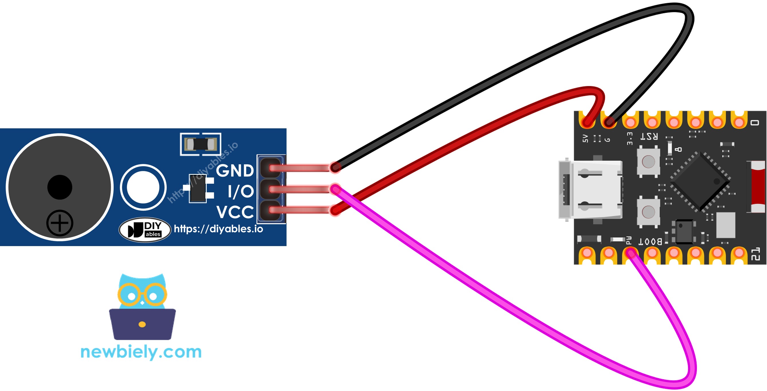 ESP32 C3 Super Mini 피에조 부저 모듈 배선 다이어그램