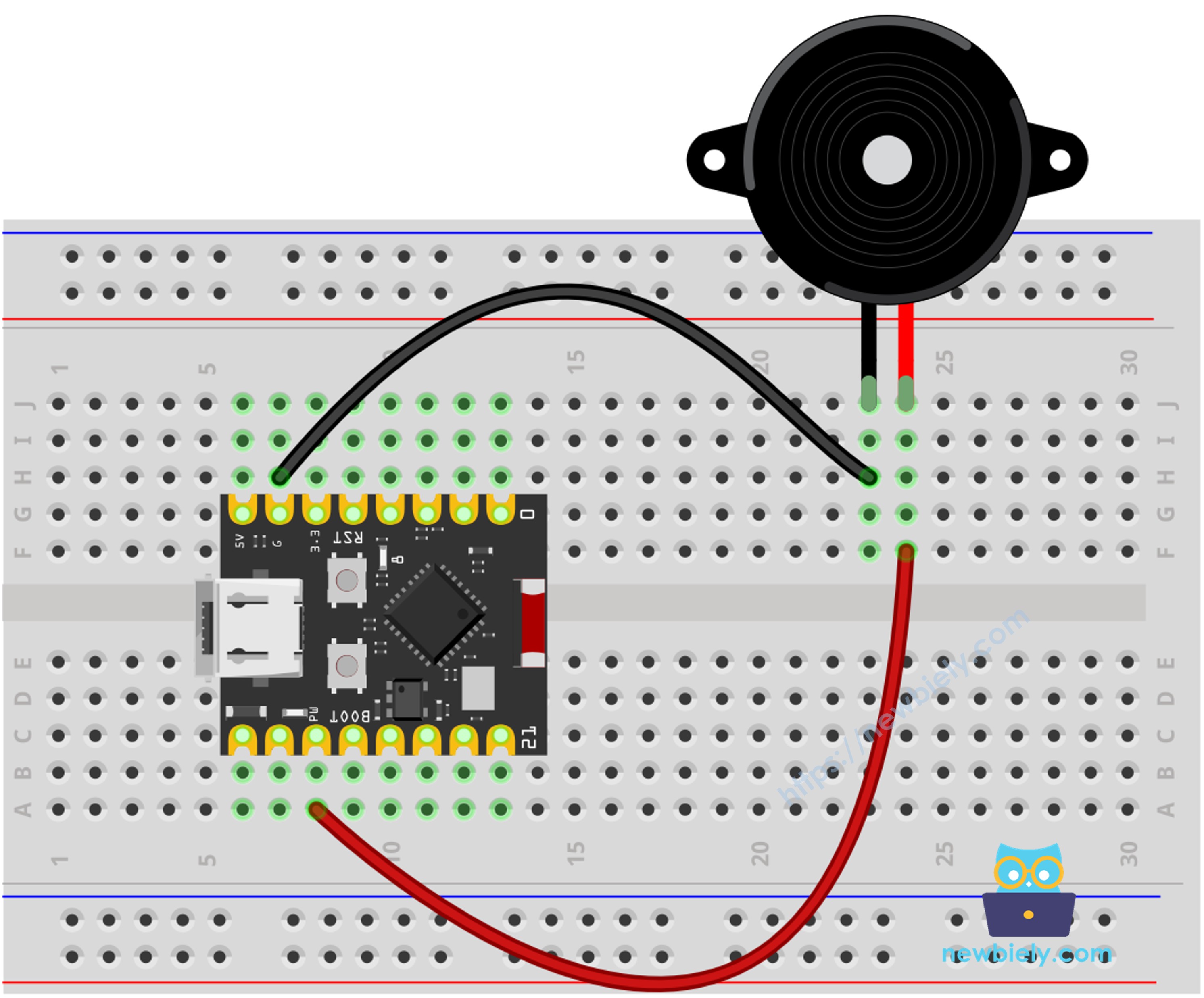 ESP32 C3 Super Mini 피에조 부저 배선 다이어그램