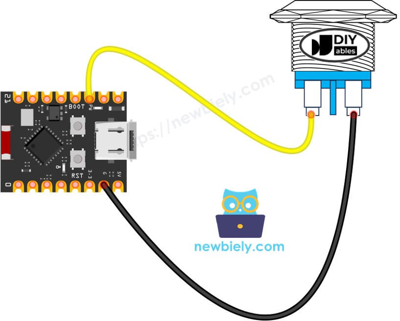 ESP32 C3 Super Mini 2핀 푸시 버튼 배선 다이어그램