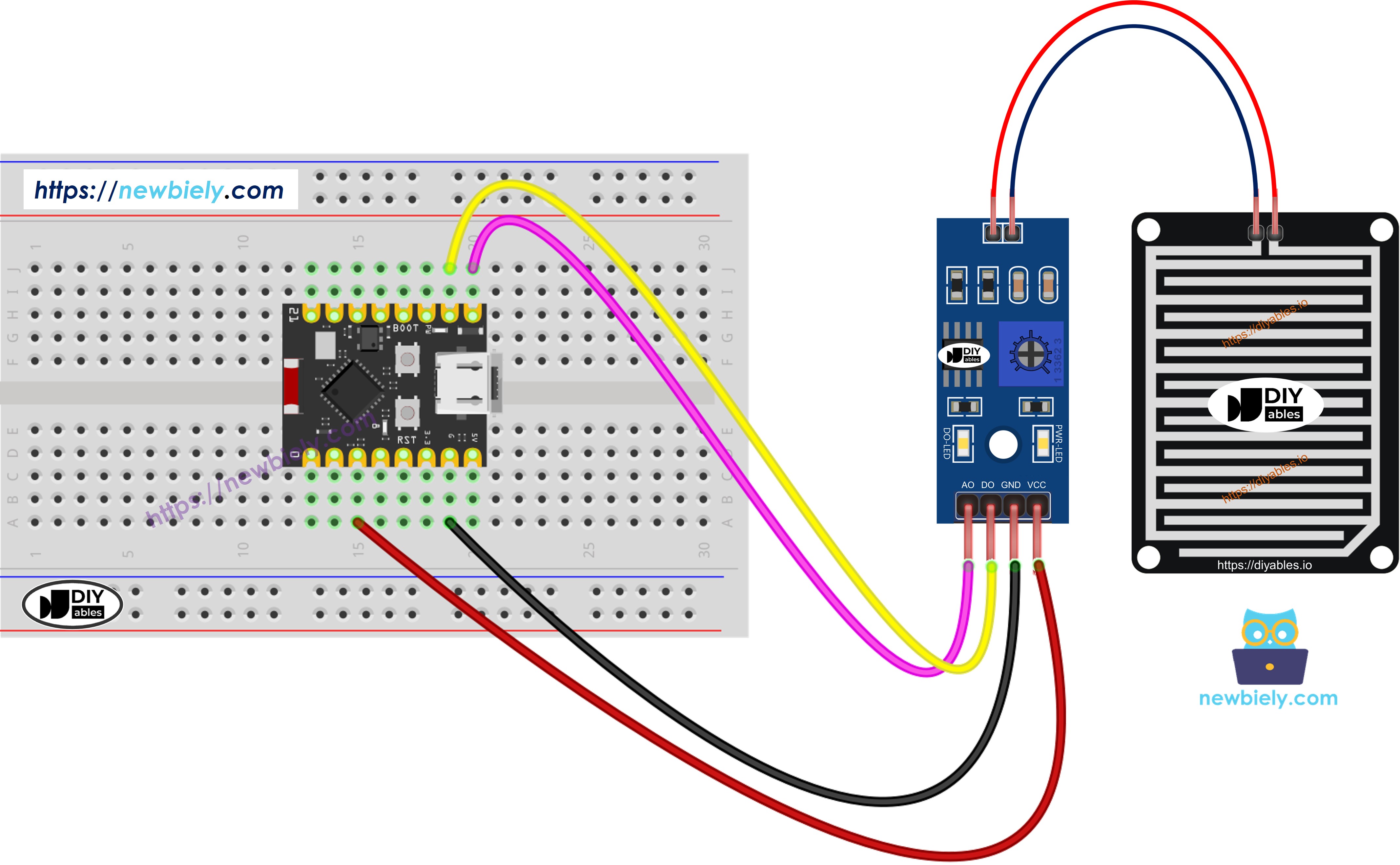 ESP32 C3 Super Mini rAIn sensor 연결 배선도