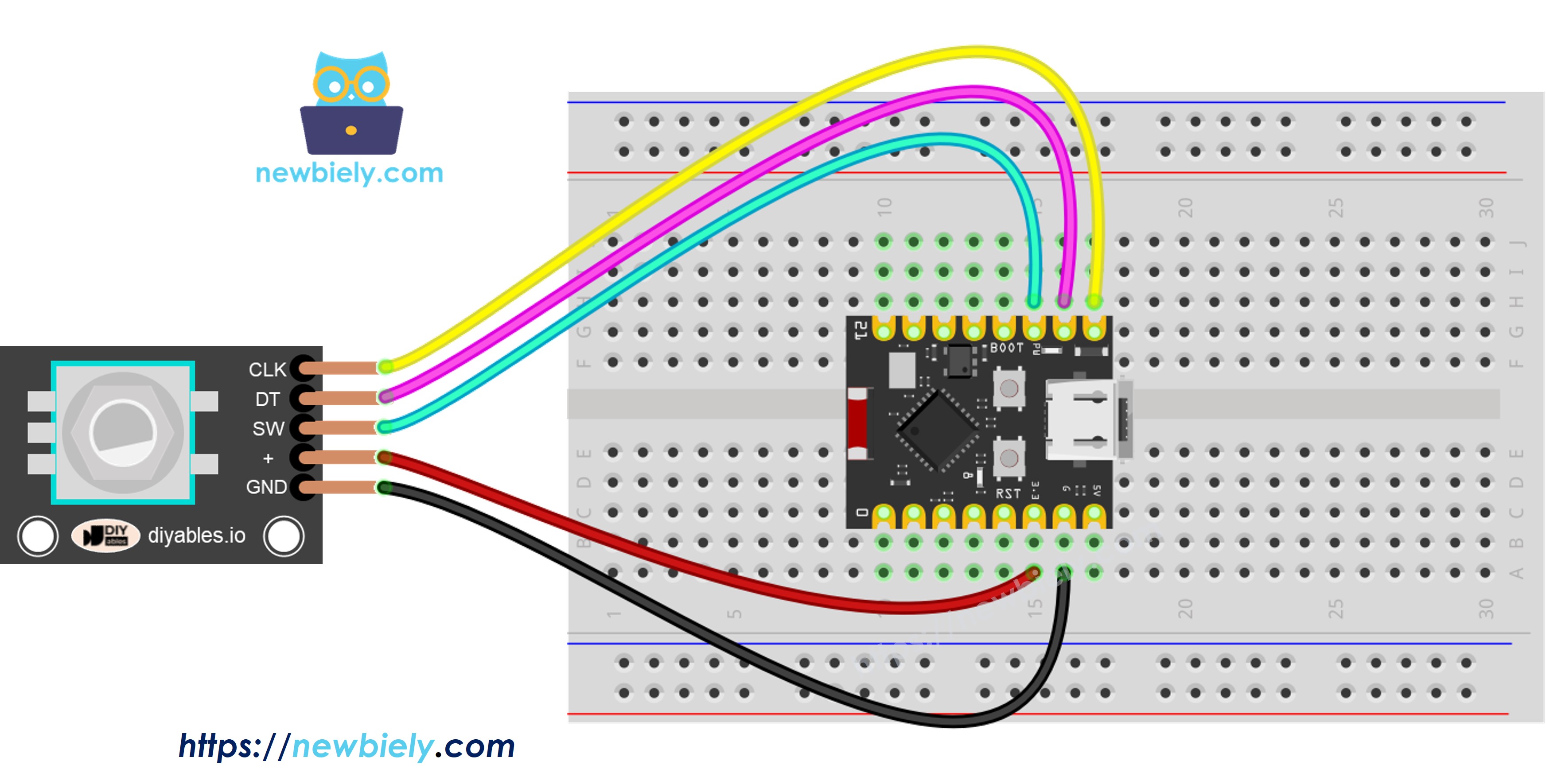 ESP32 C3 Super Mini 로터리 엔코더 연결 배선도