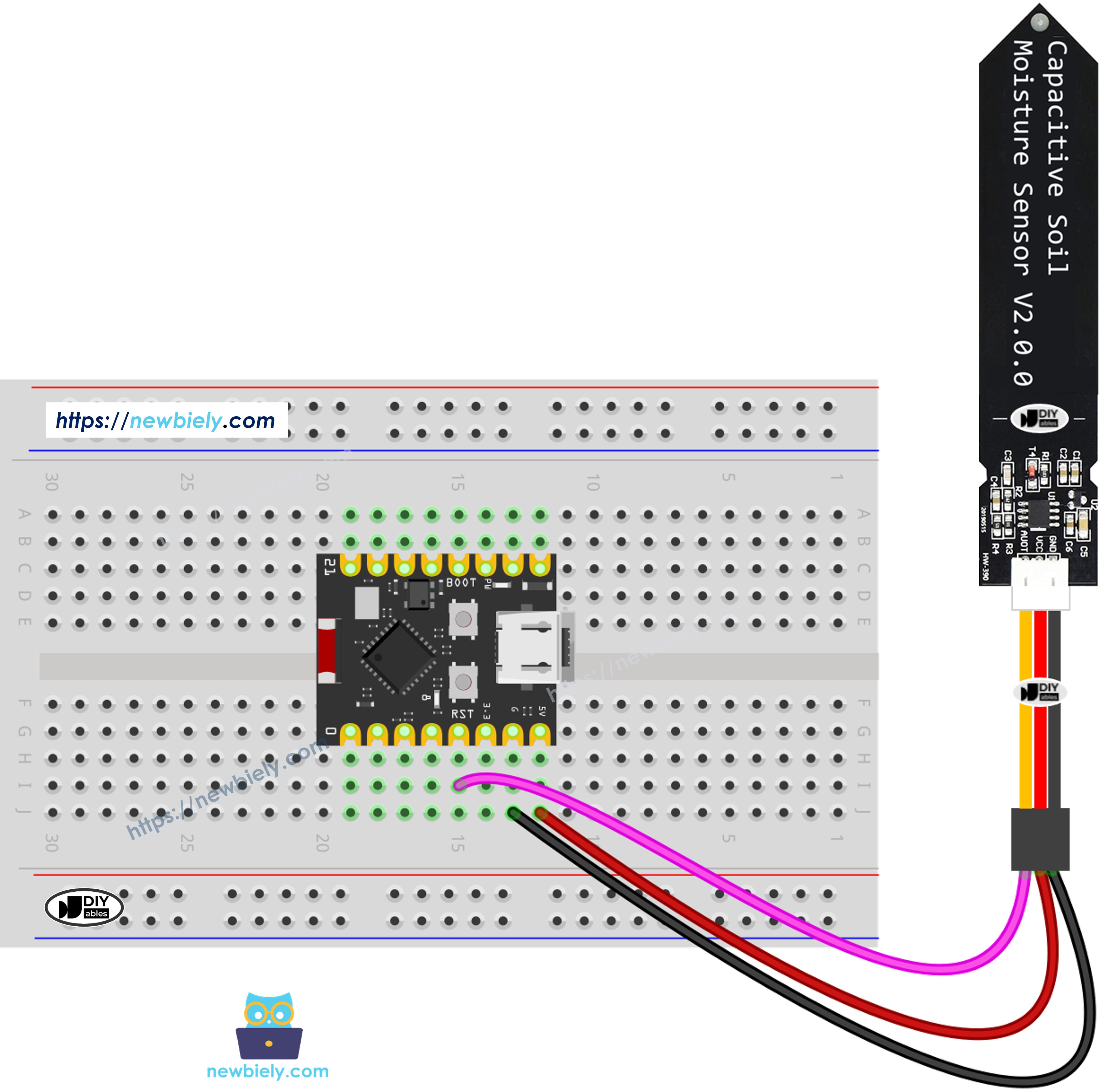 ESP32 C3 Super Mini 토양 수분 센서 연결 배선도