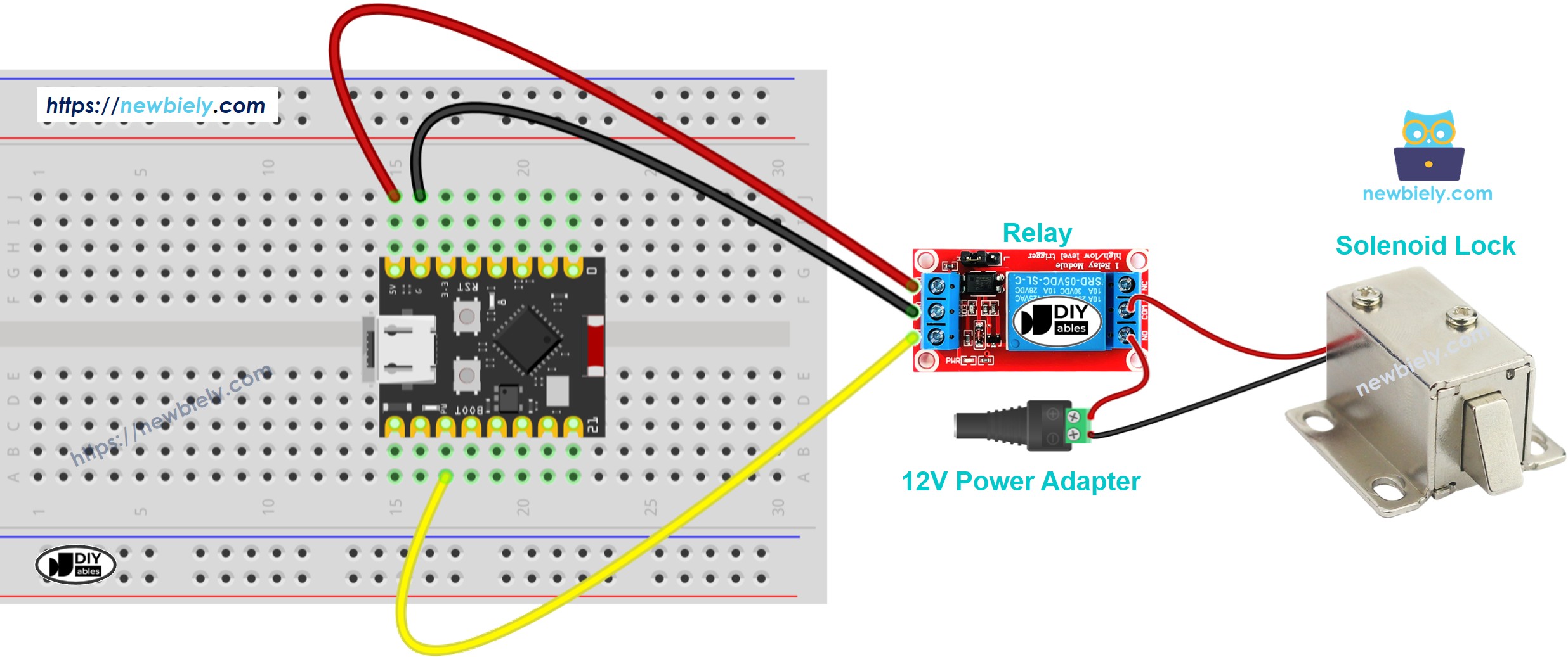 ESP32 C3 Super Mini 솔레노이드 잠금장치 연결 배선도