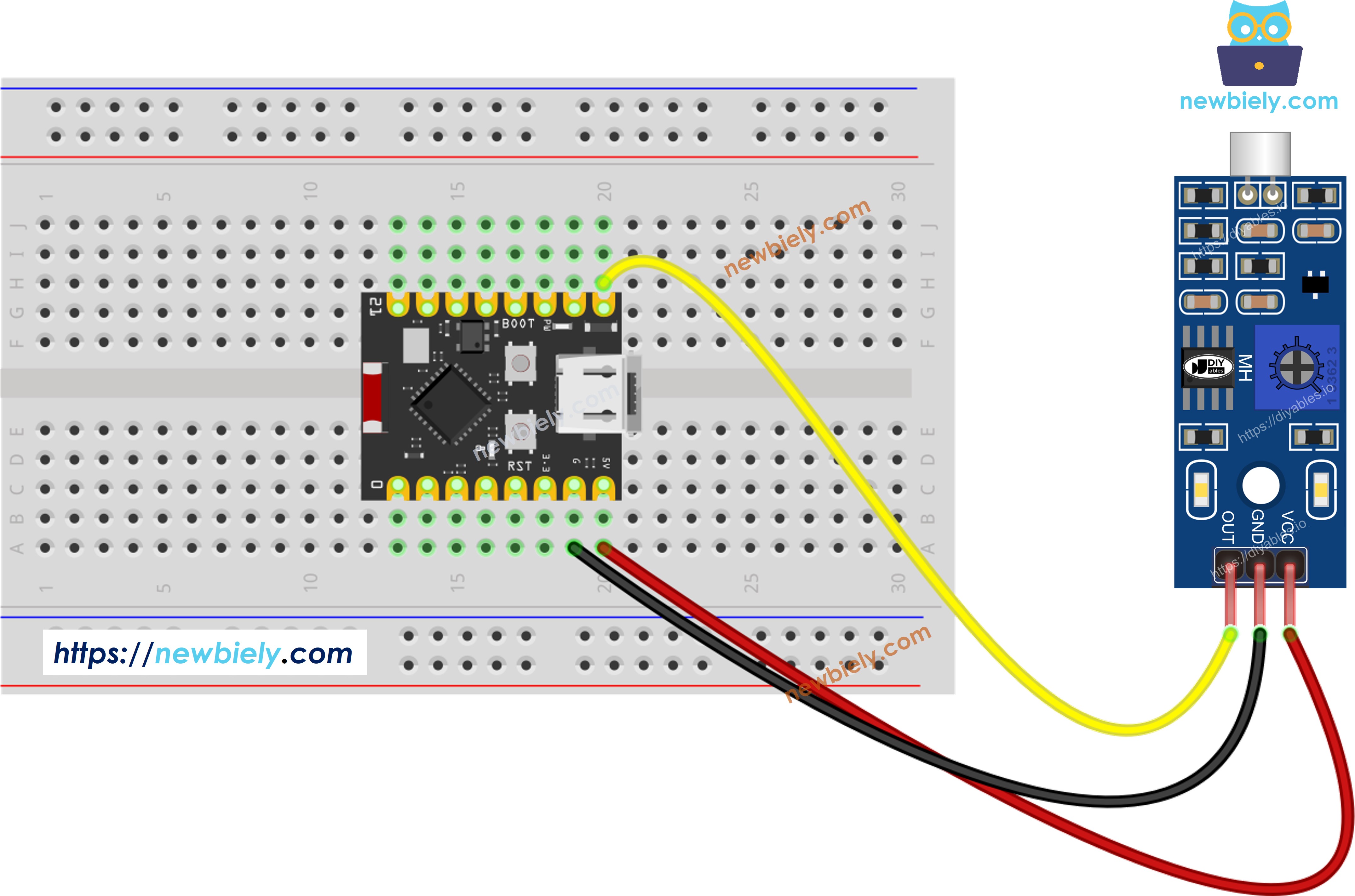 ESP32 C3 Super Mini 소리 센서 연결 배선도