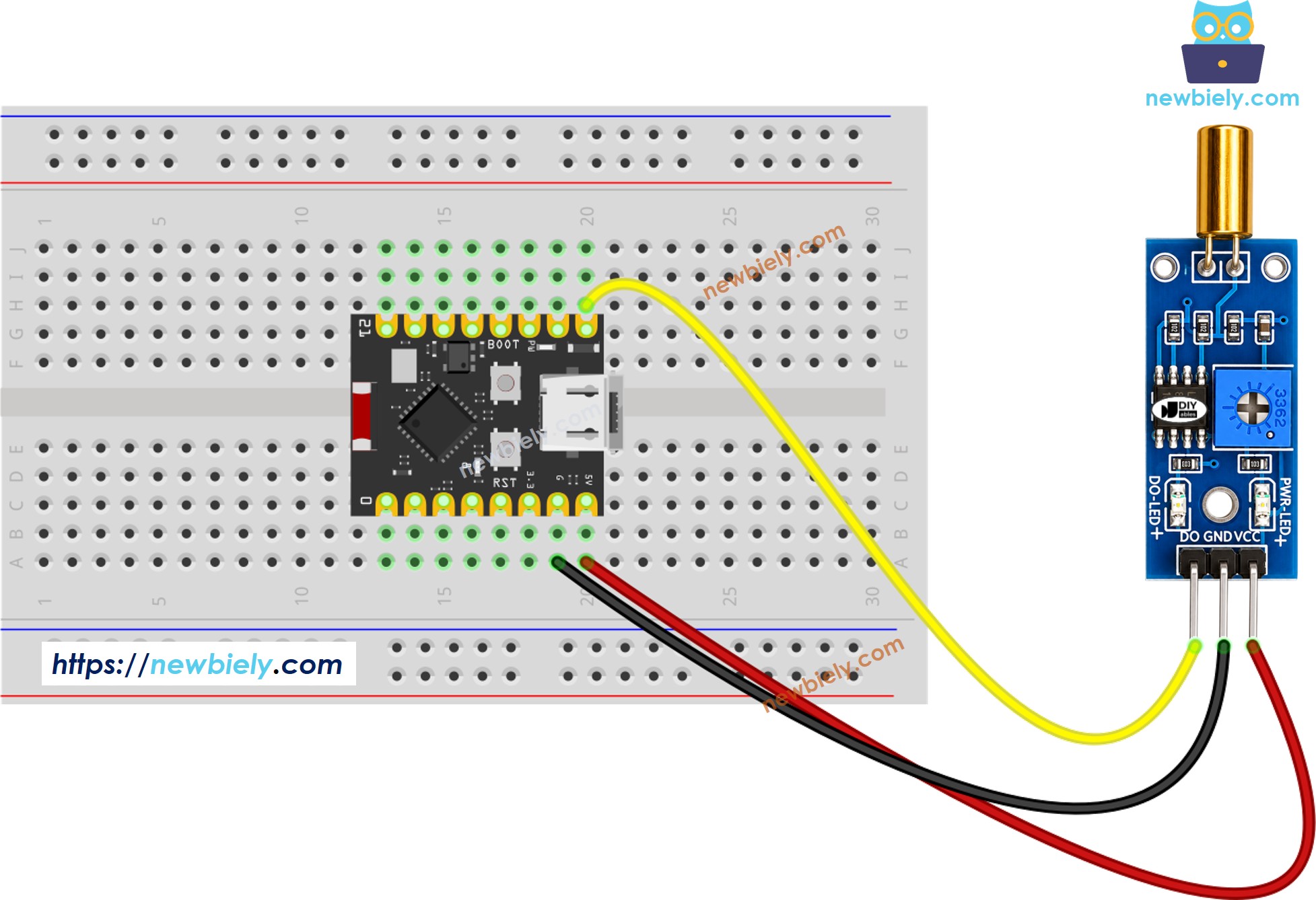ESP32 C3 Super Mini SW520D 기울기 센서 연결 배선도