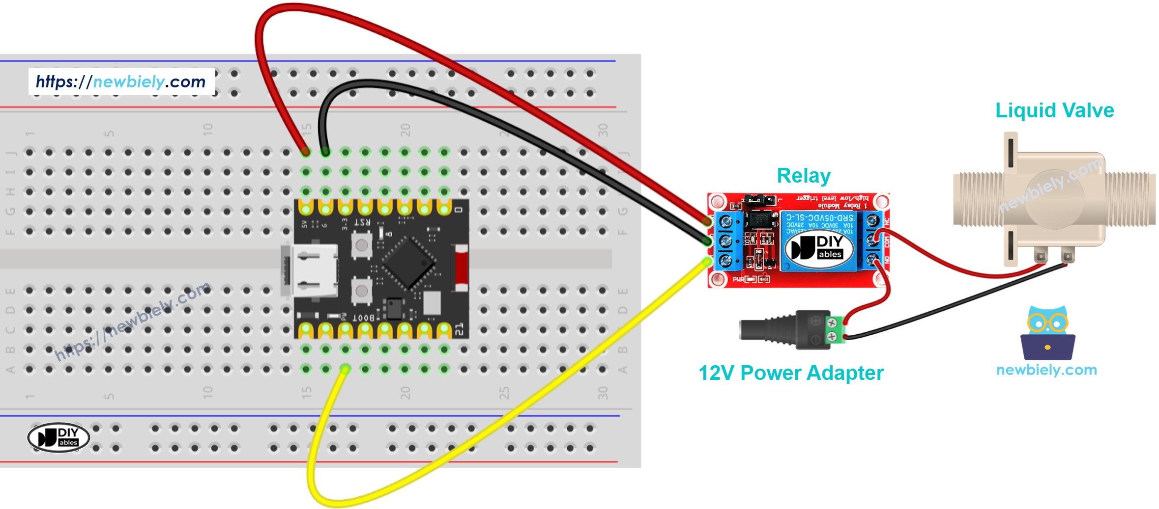 ESP32 C3 Super Mini water valve 연결 배선도