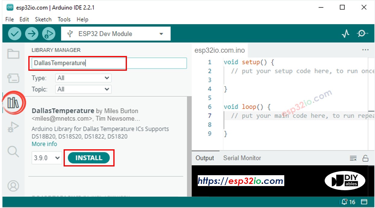 ESP32 Dallas Temperature library