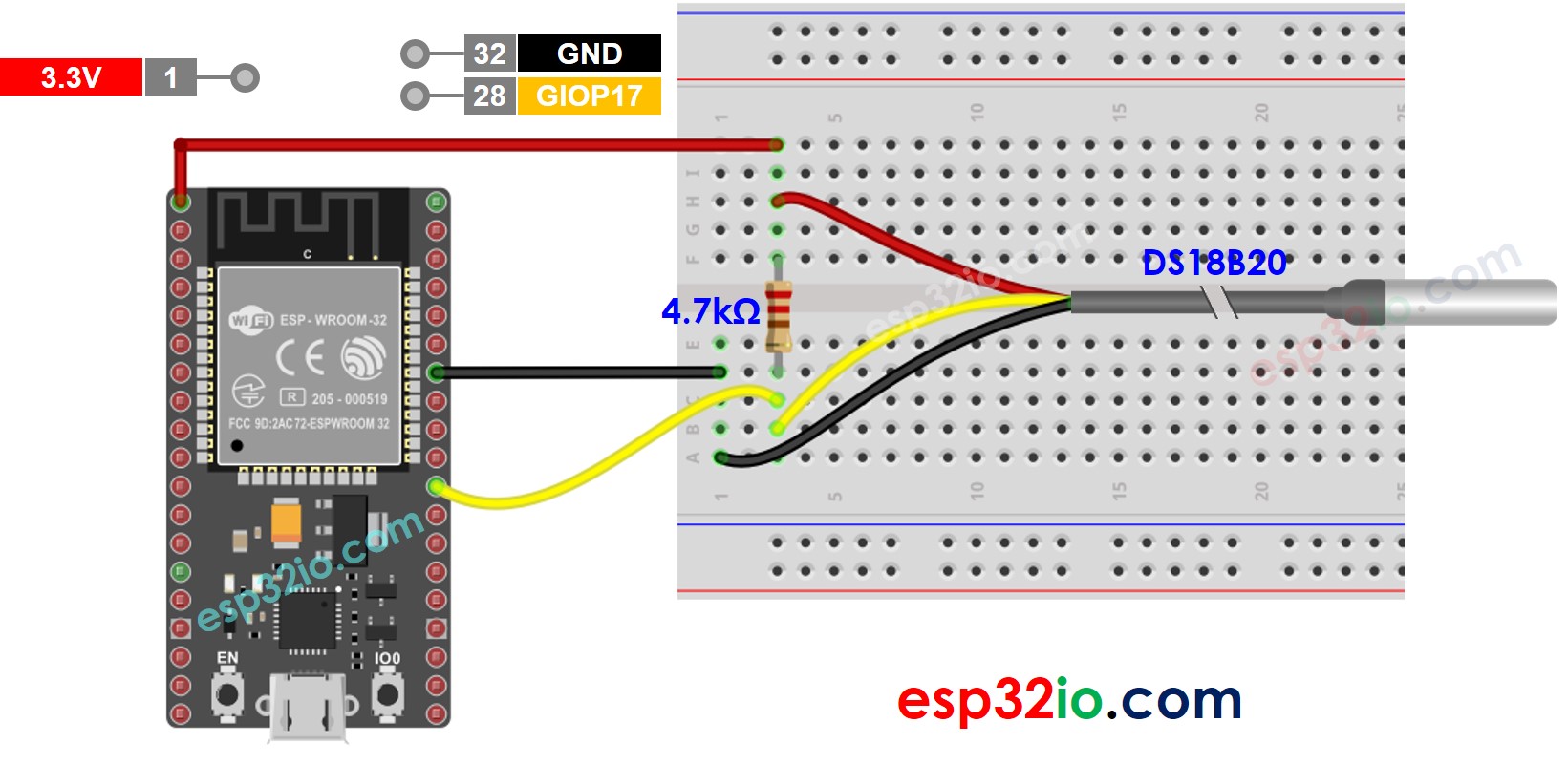 ESP32 Temperature Sensor Wiring Diagram