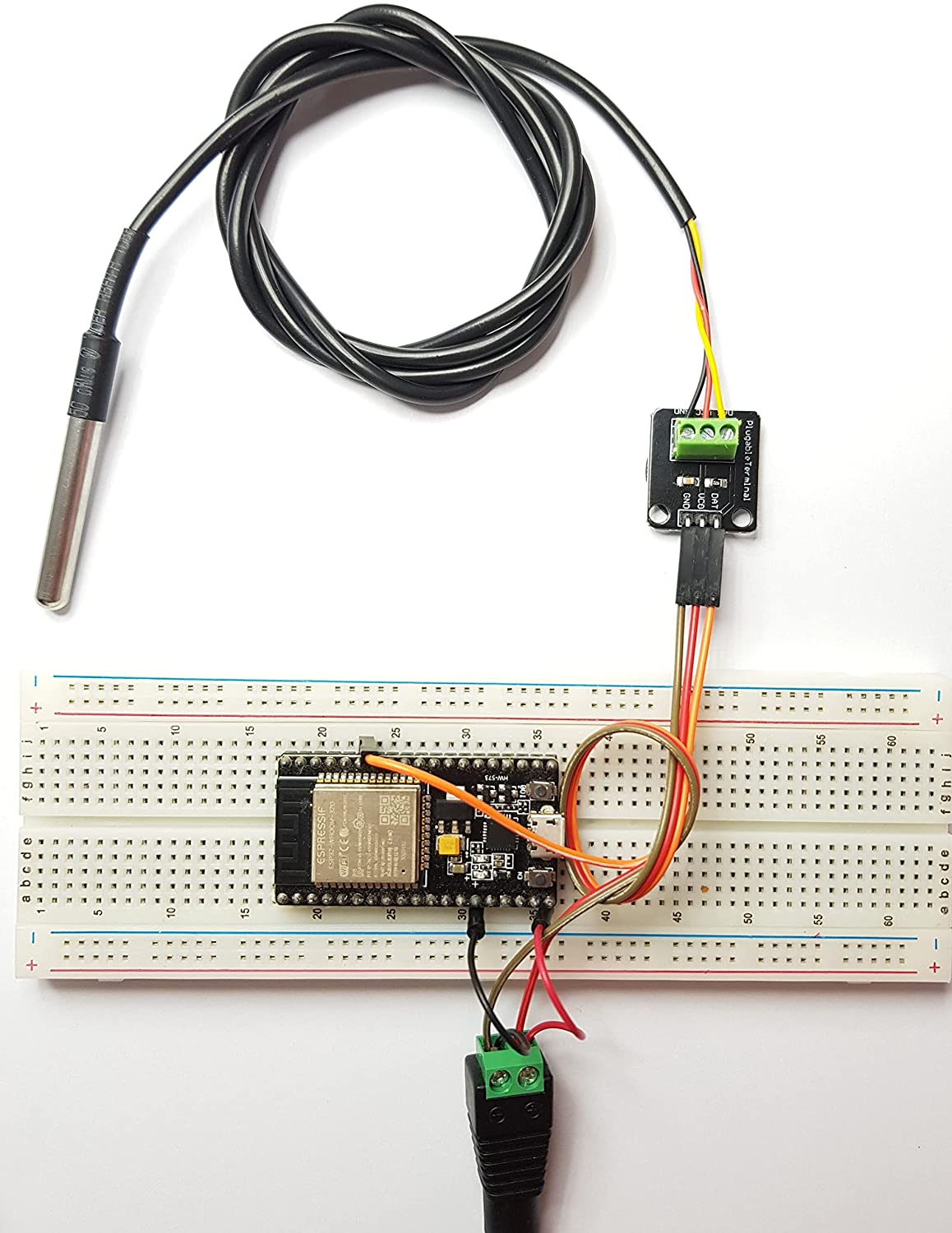 ESP32 DS18B20 adapter wiring diagram