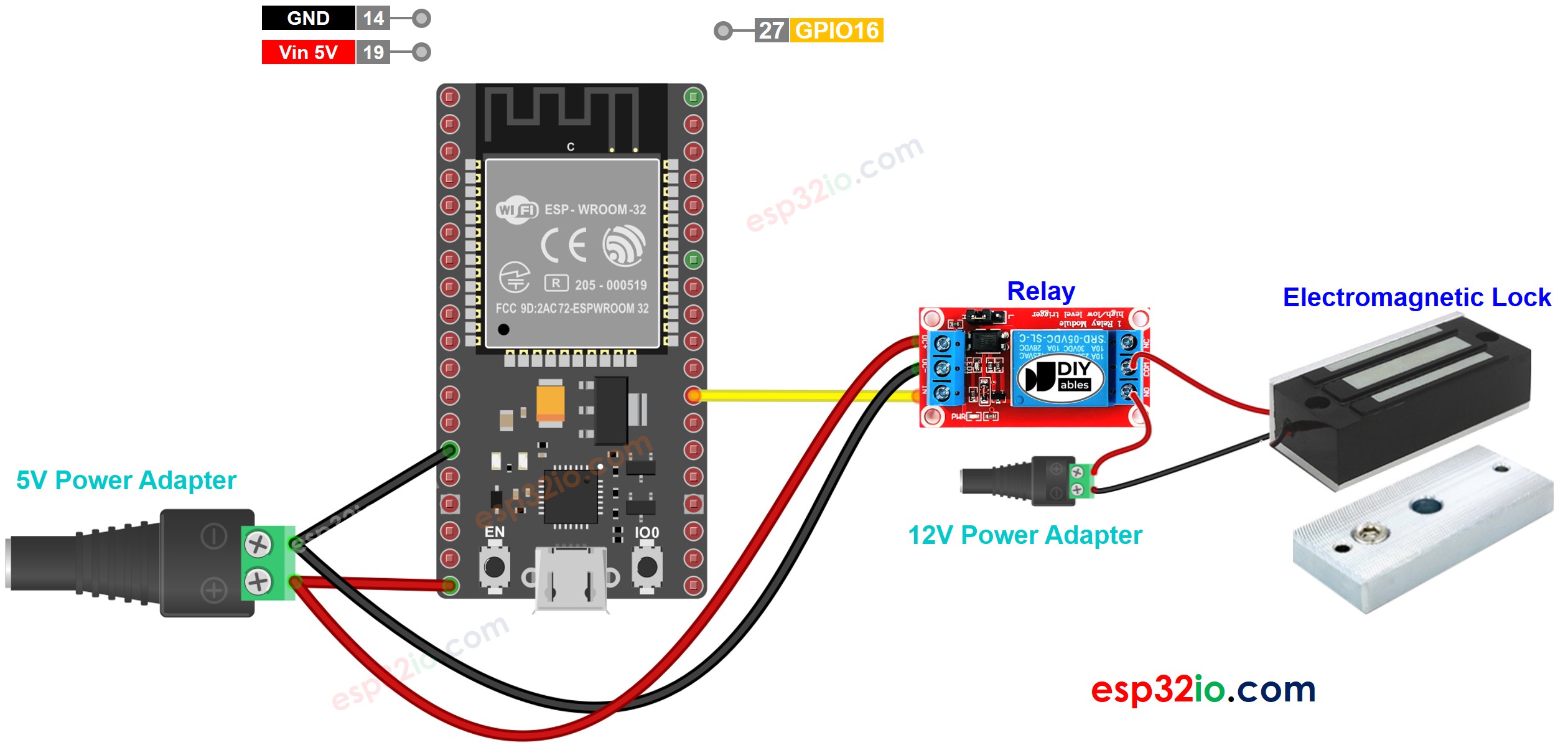 ESP32 Electromagnetic Lock Wiring Diagram