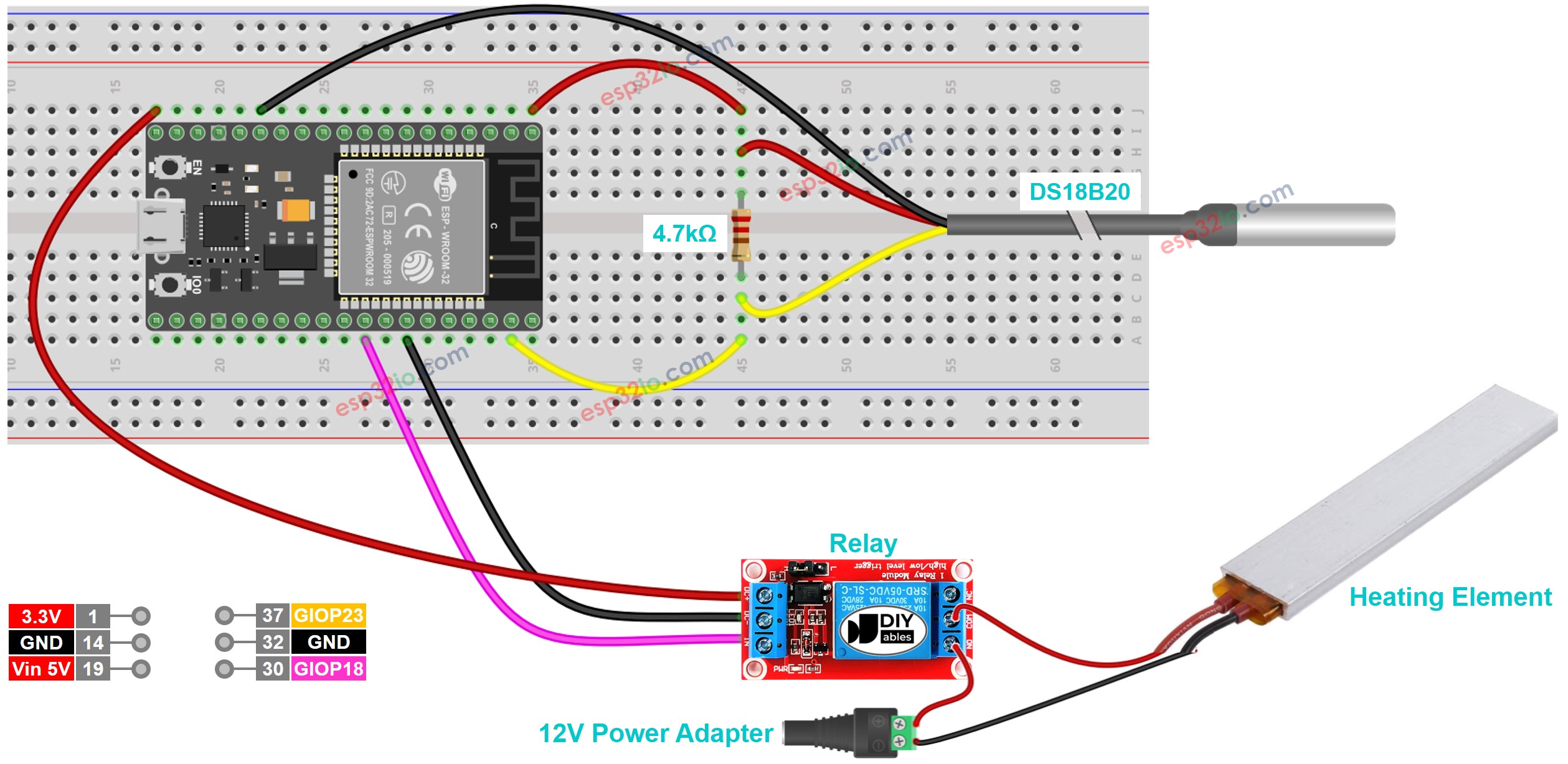 ESP32 heating system wiring diagram