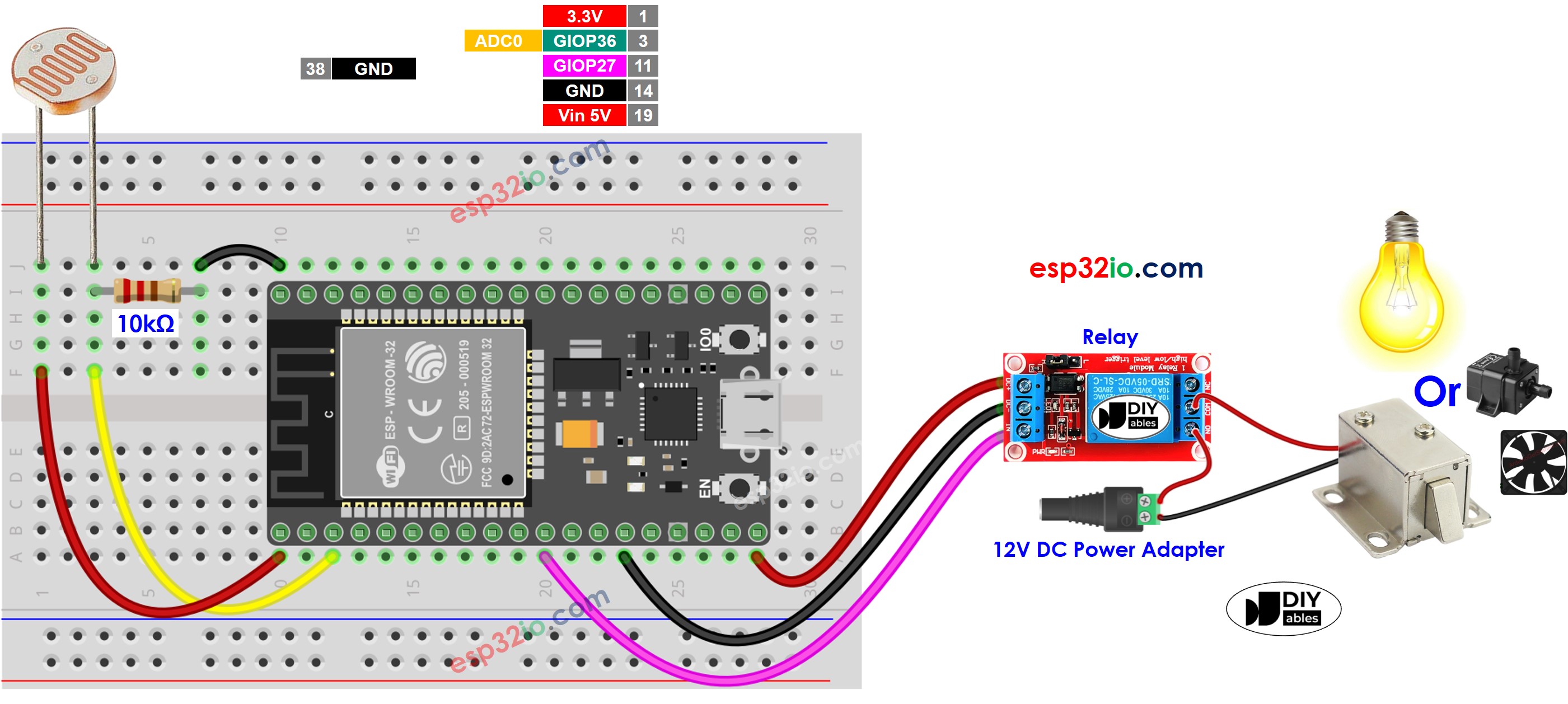 ESP32 Light Sensor Relay Light Bulb Wiring Diagram