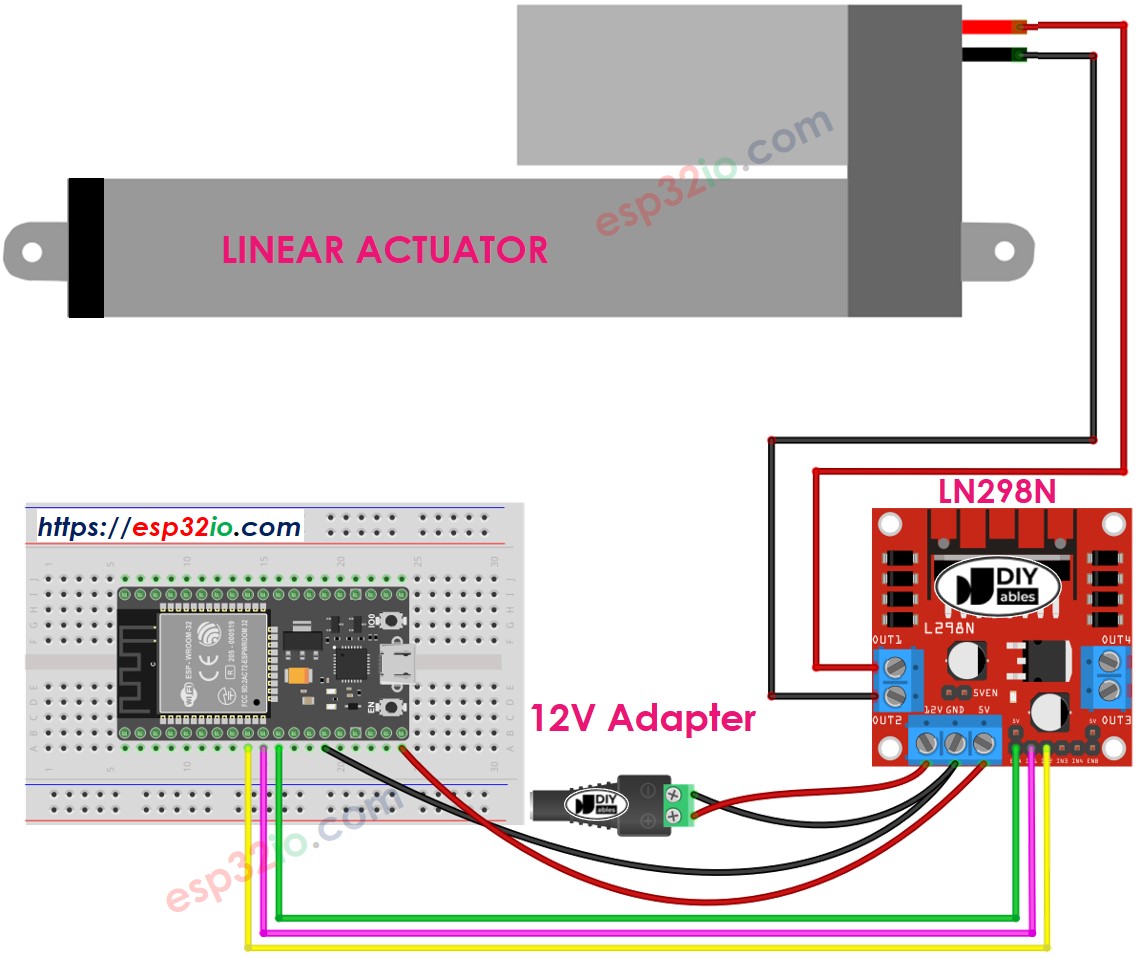 ESP32 Linear Actuator L298N Driver Wiring Diagram