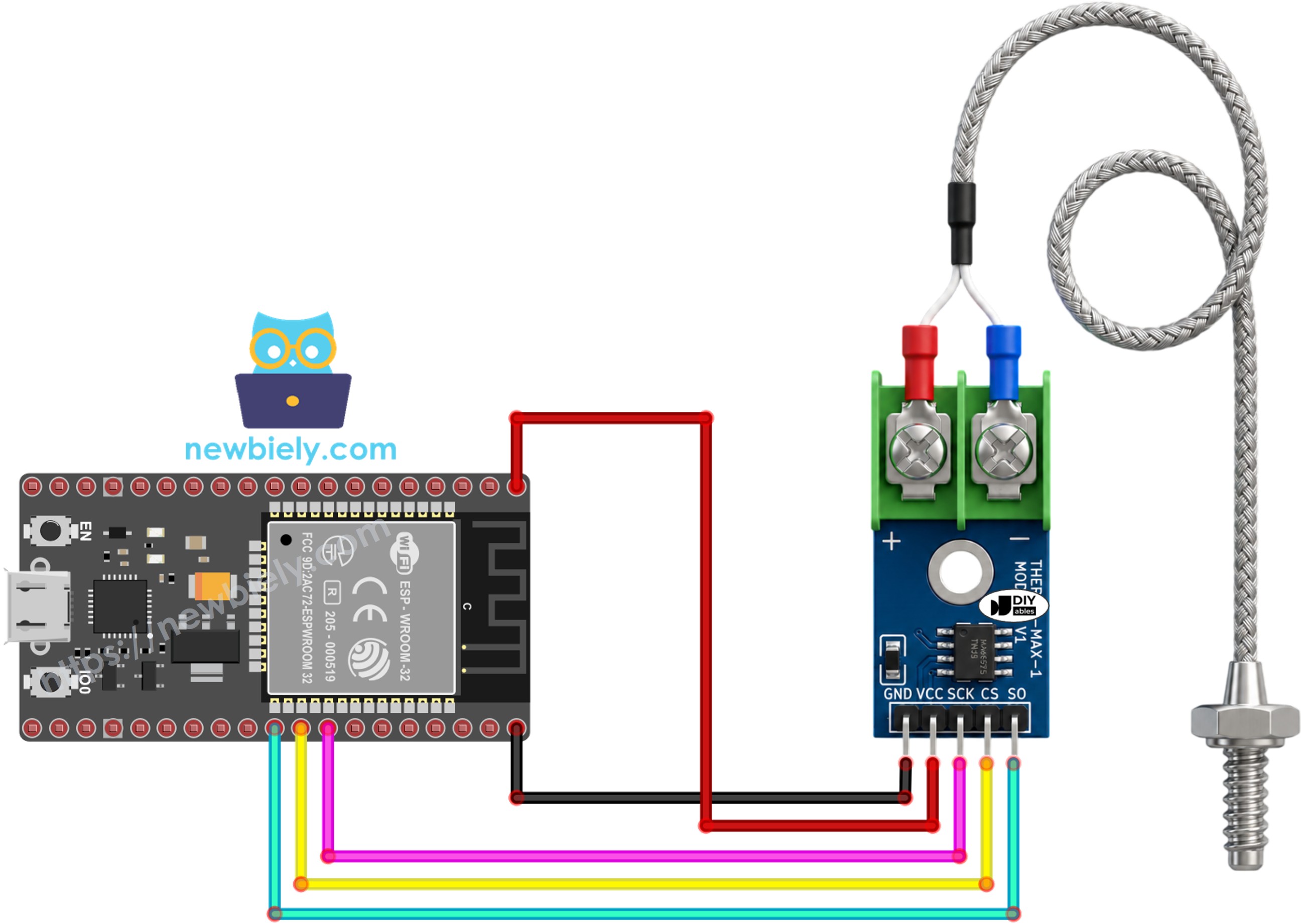 ESP32 max6675 열전대 모듈 배선도