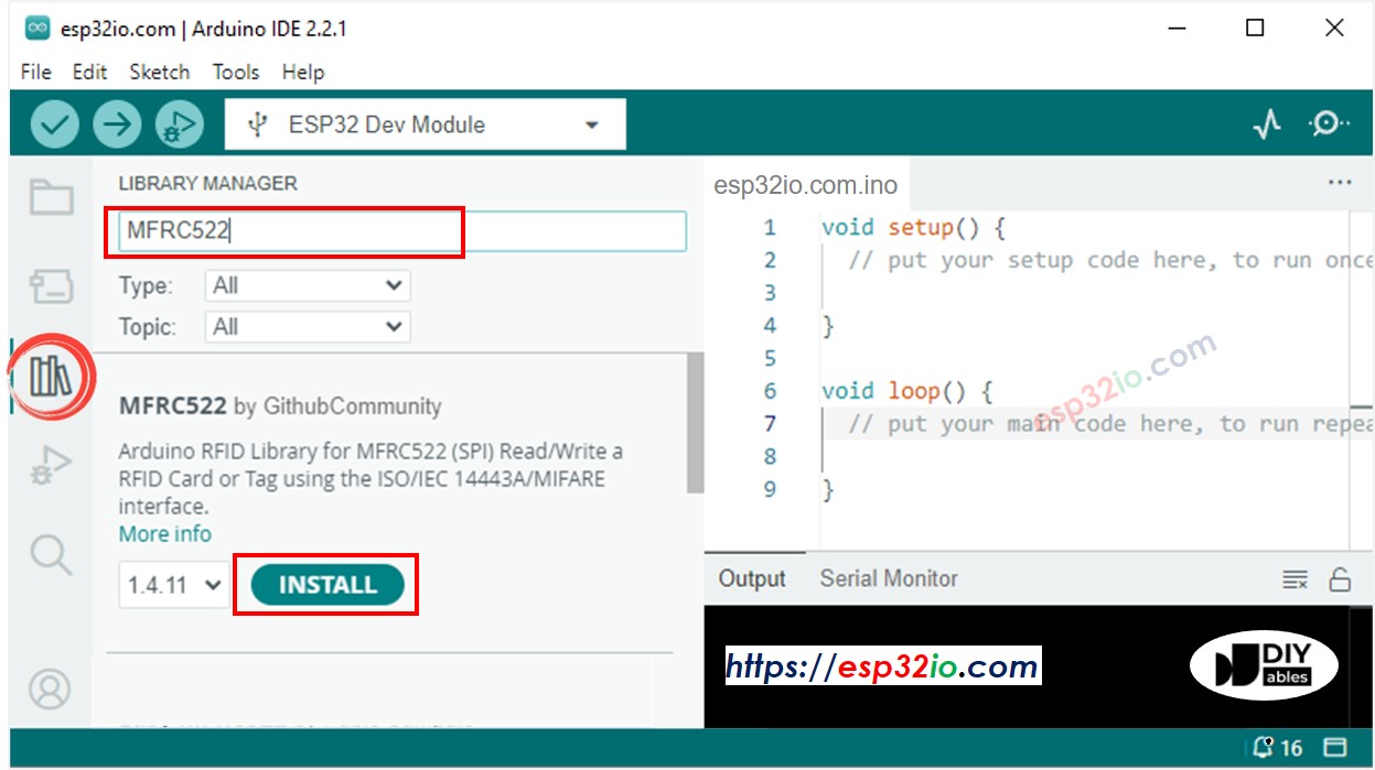 ESP32 MFRC522 library