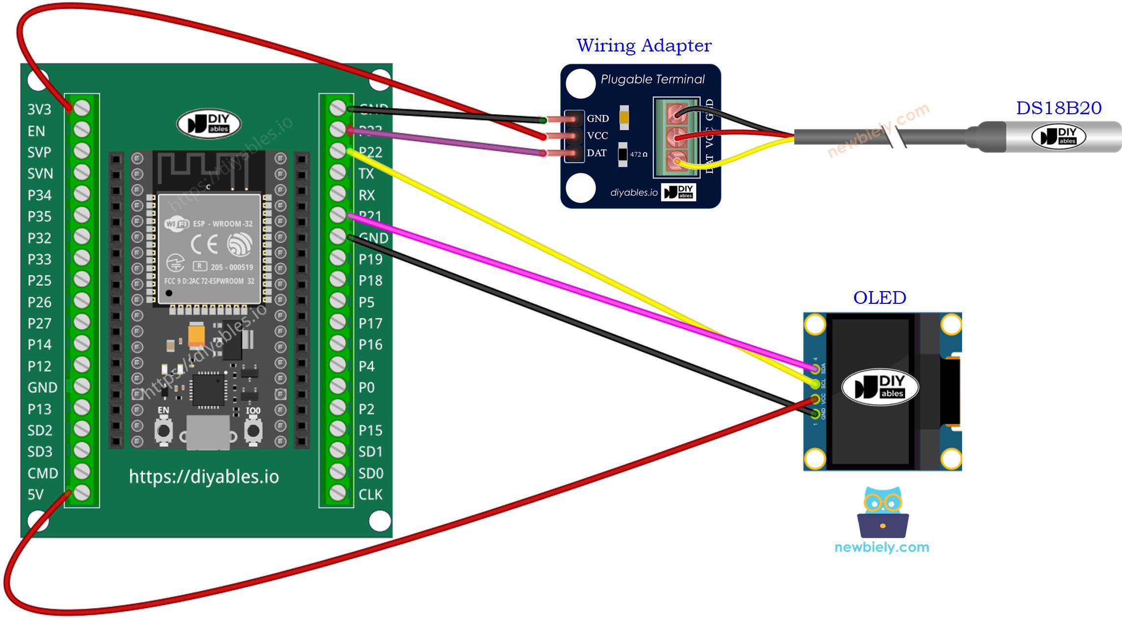 ESP32를 온도 센서와 oLED에 연결하는 방법