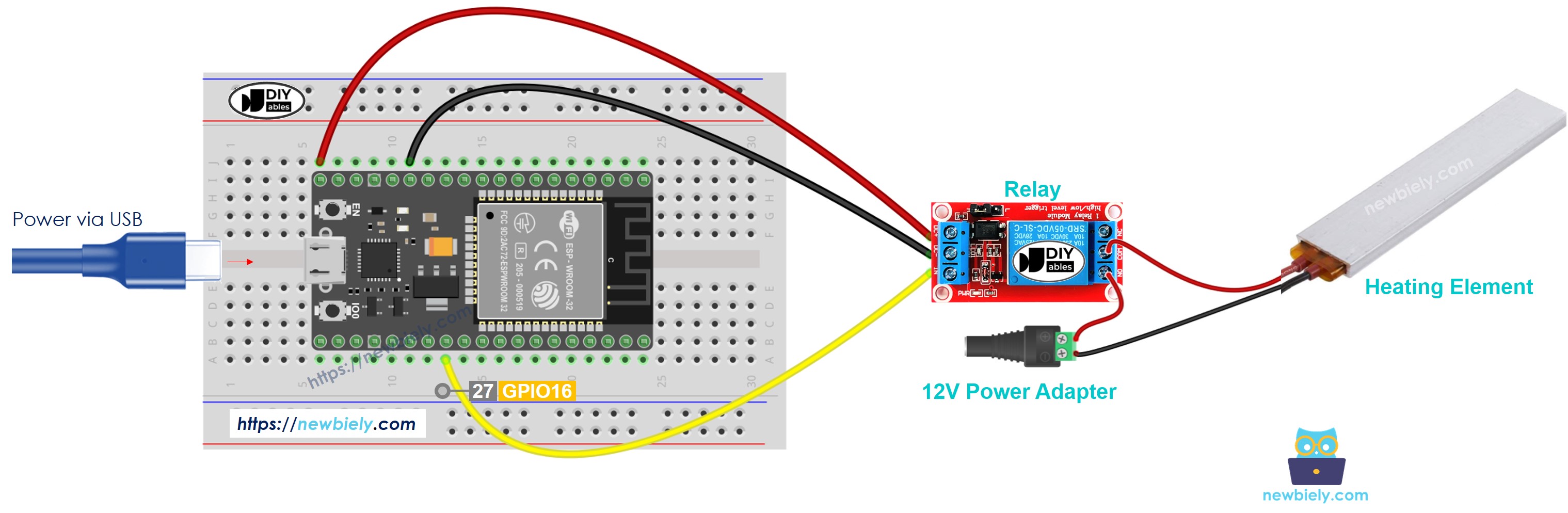 ESP32 마이크로파이썬 가열 요소 배선도