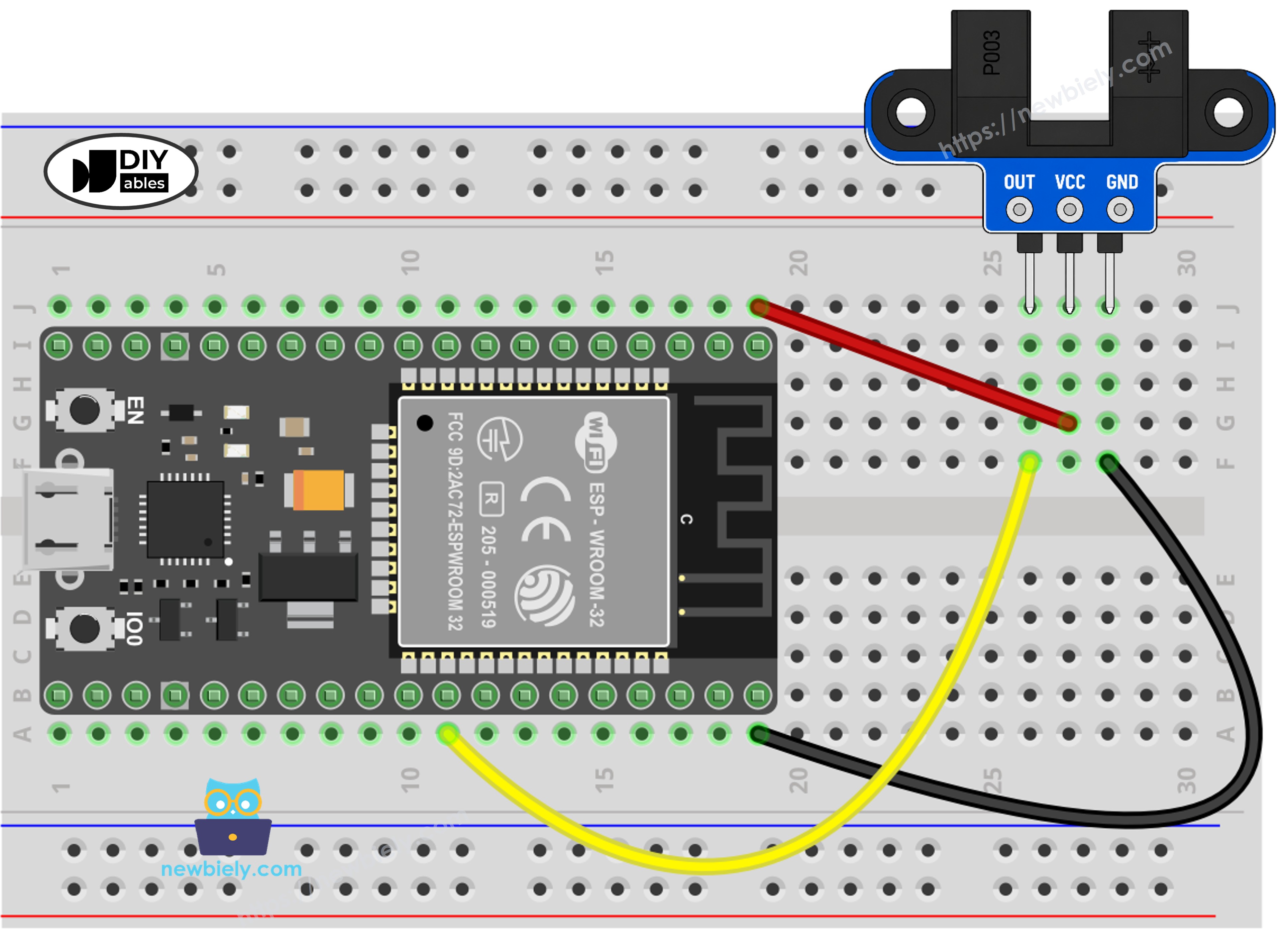 ESP32 마이크로파이썬 ir 슬롯형 광학 속도 센서 배선도