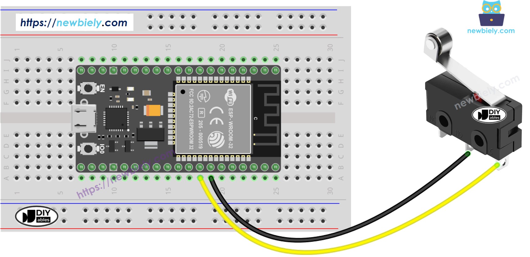 ESP32 마이크로파이썬 리미트 스위치 배선도